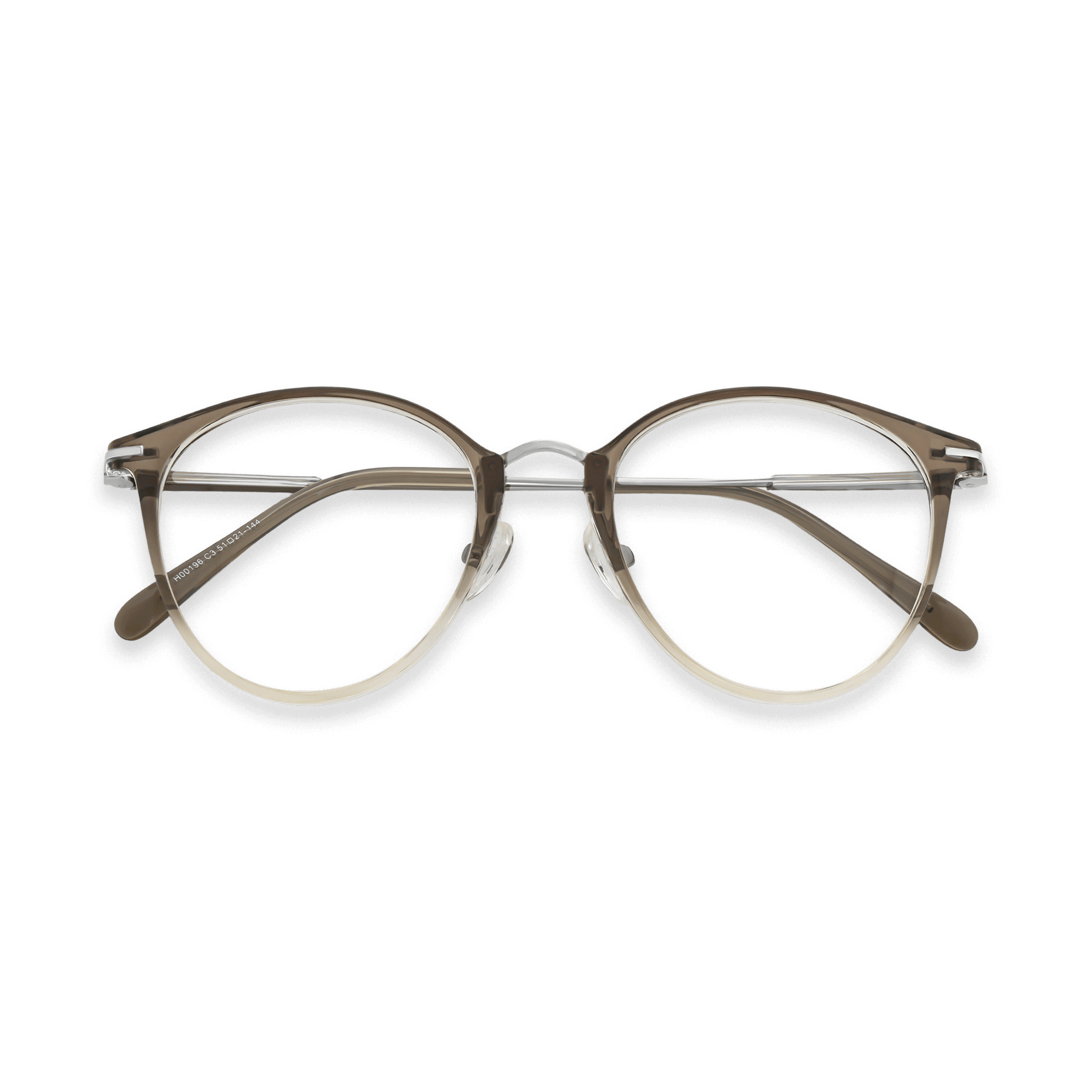 Metallic-Accented Gradient Retro-Modern Rounded Cat-eye Eyeglasses