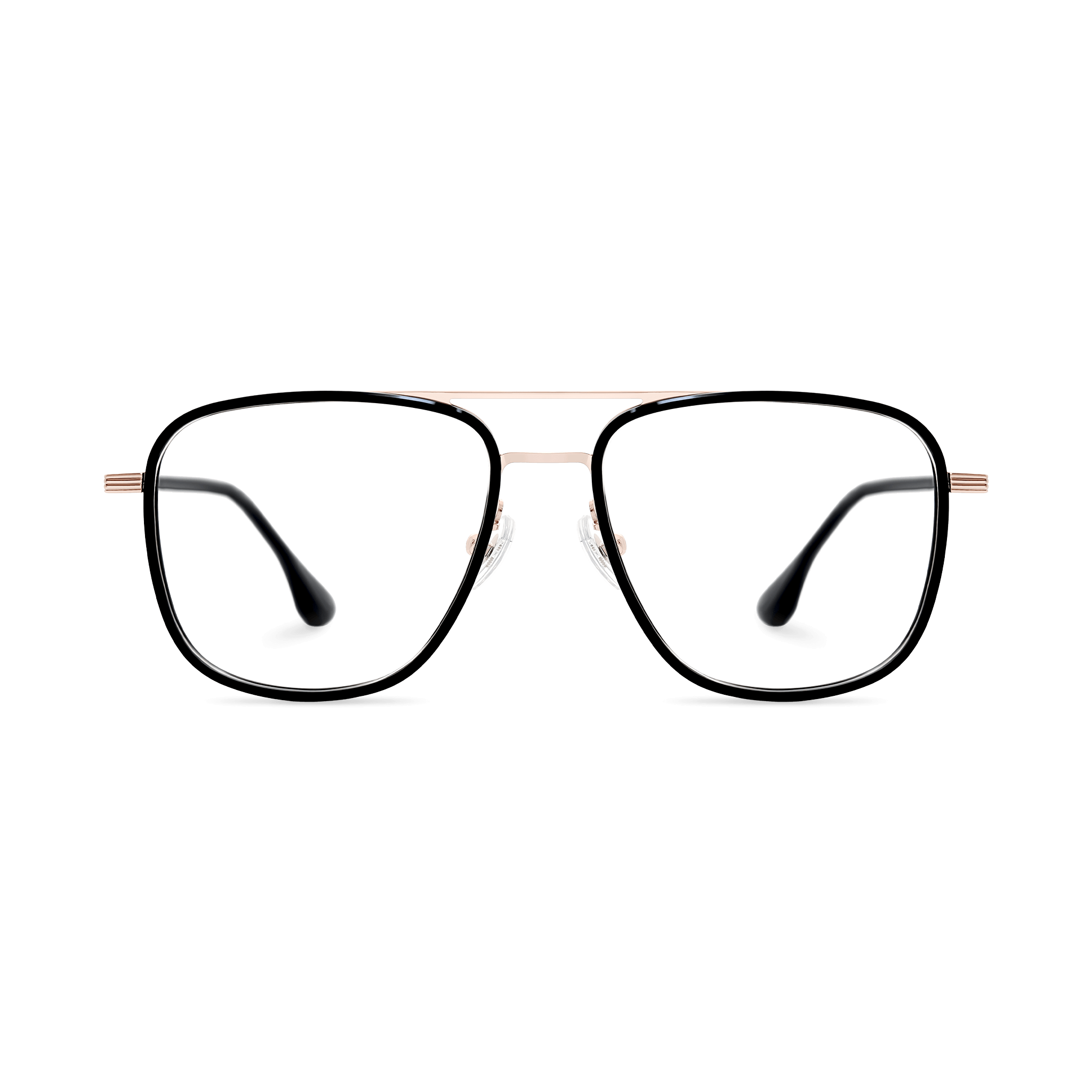 Double-bridge Square-aviator Hybrid Optical Eyeglass Frames