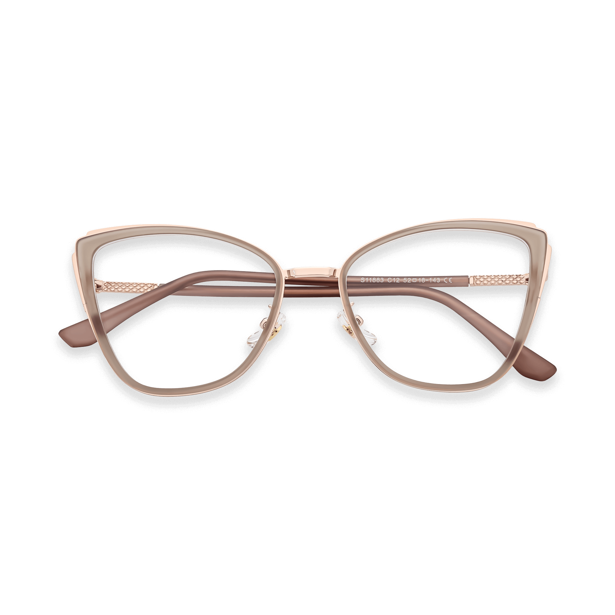 Diamond-textured Hinge Cat-eye Eyeglasses