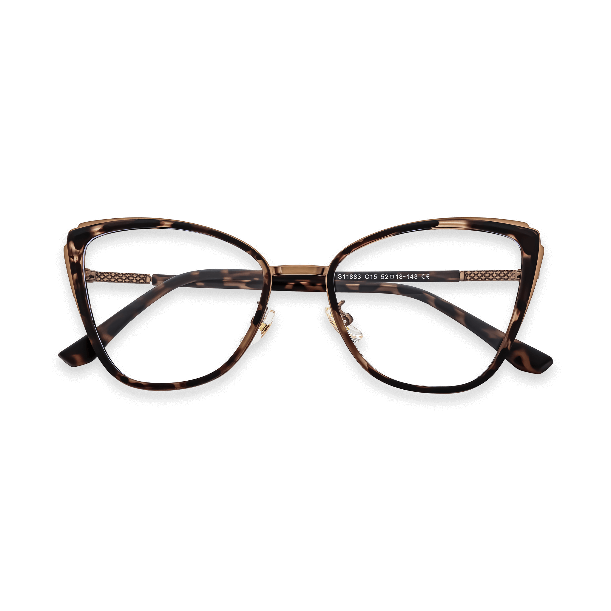 Textured-metallic Temple Cat-eye Eyeglasses