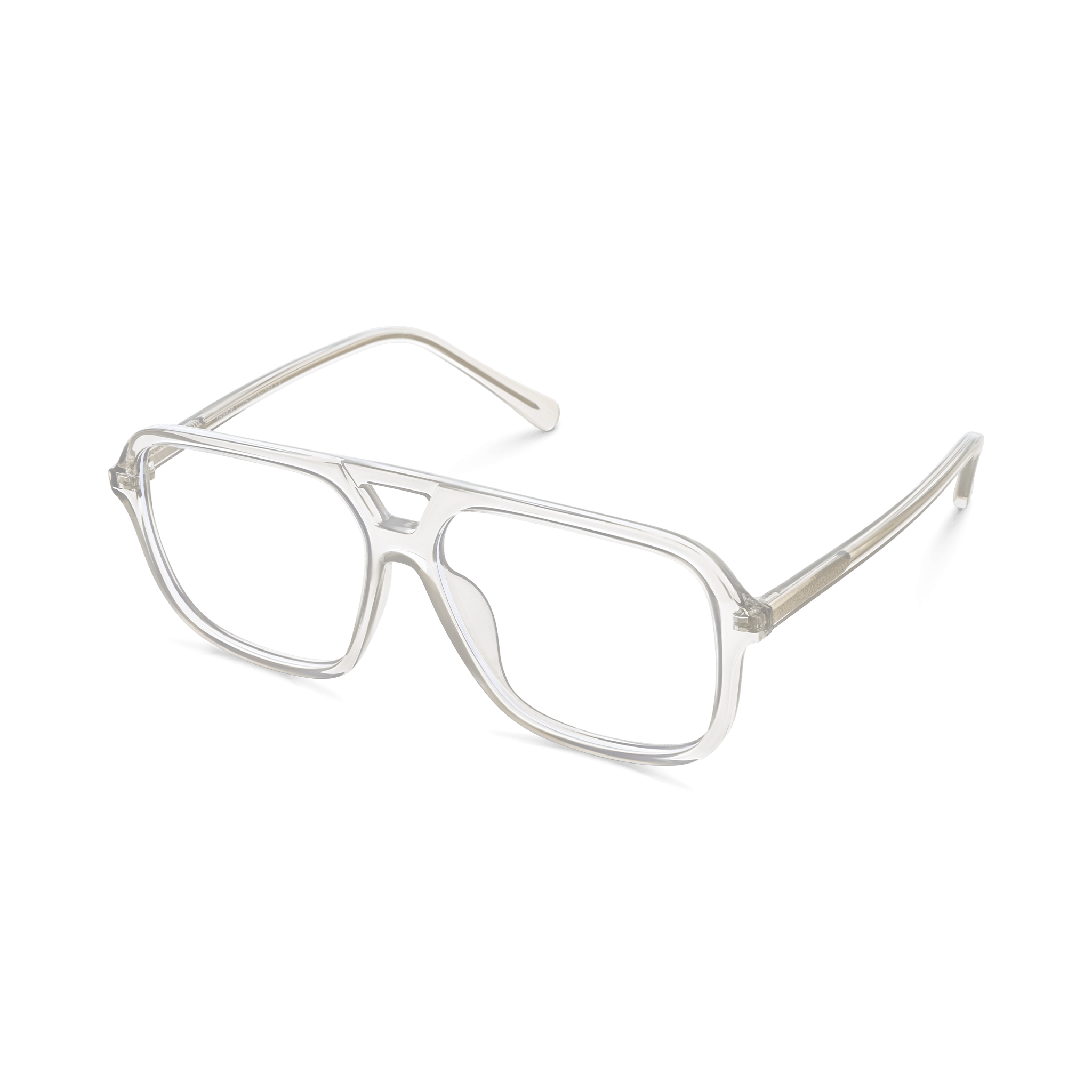 Triangular-cutout Spring-hinged Clear Optical Eyeglasses