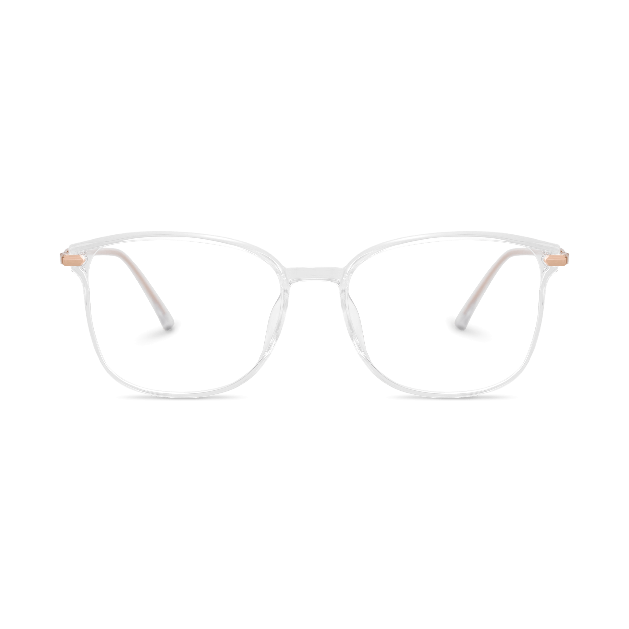 Metallic - Accented Round - Square Hybrid Eyeglasses