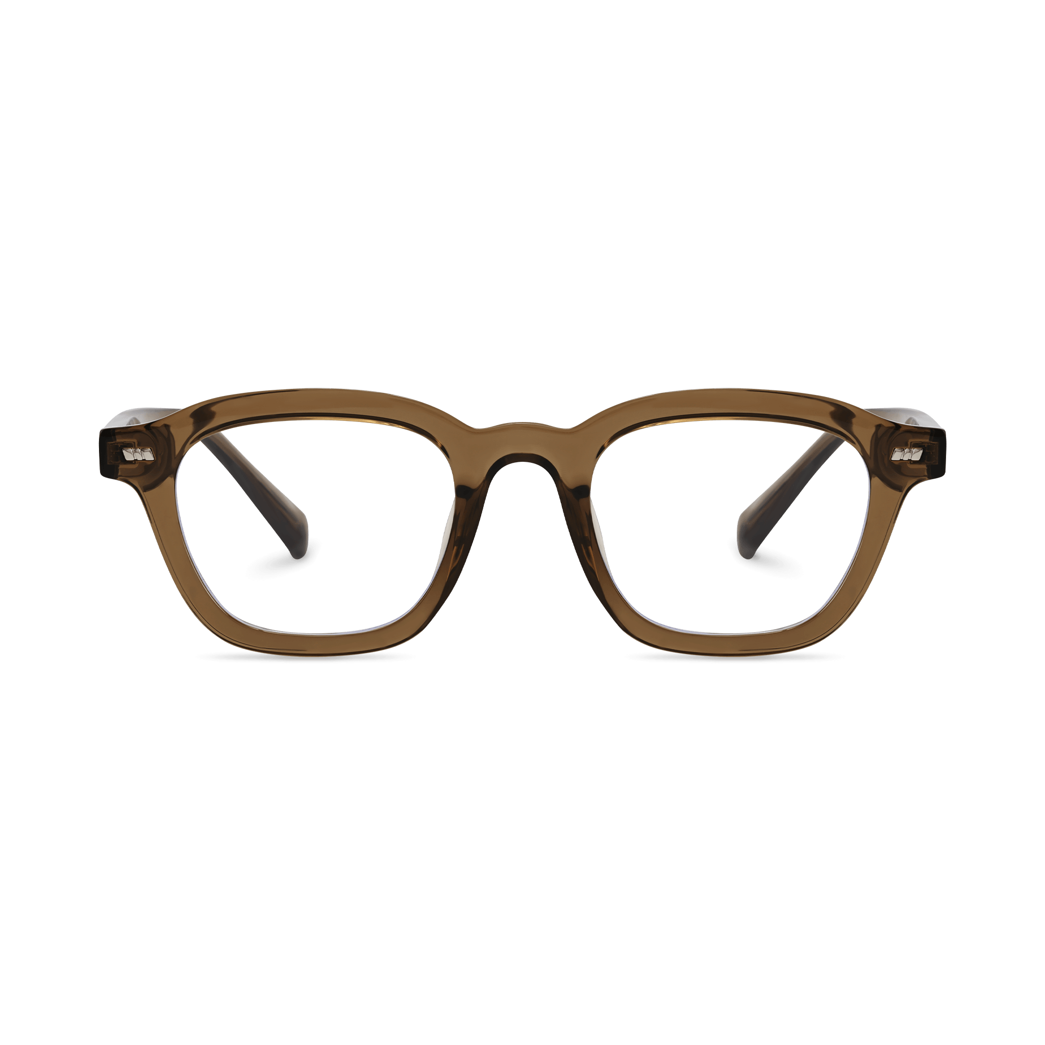 Metallic-Hinged Retro-Modern Translucent Square Eyeglasses