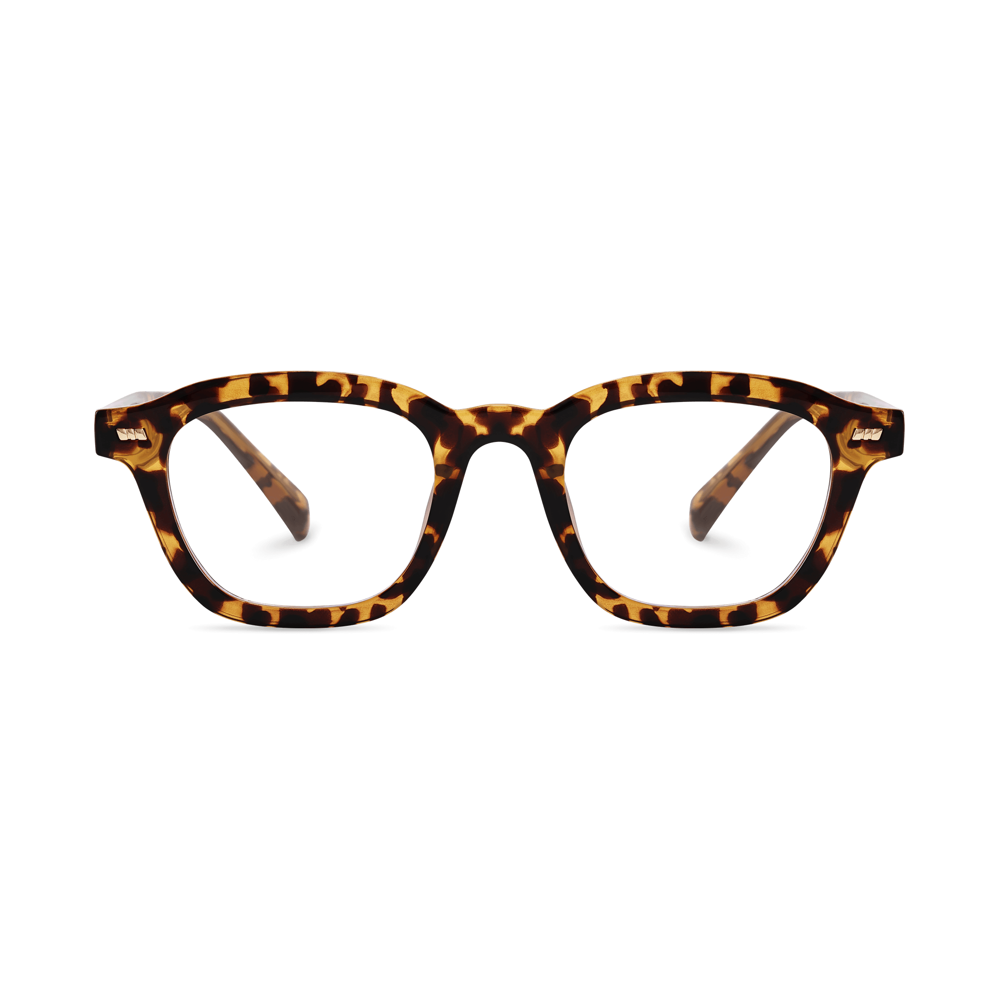 Embossed-temple Tortoiseshell-pattern Square Eyeglasses