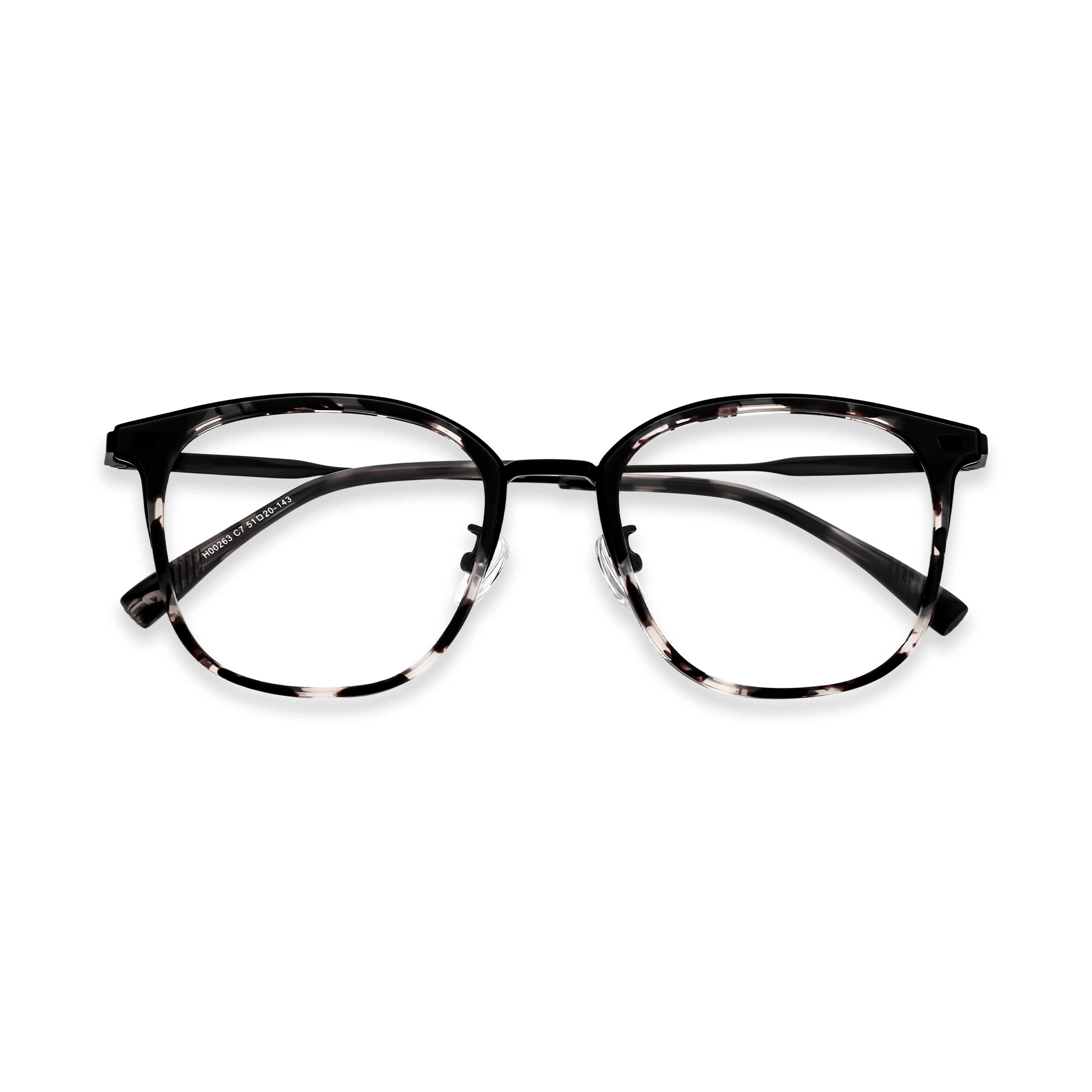 Marbled Patterned Semi-round Optical Eyeglasses