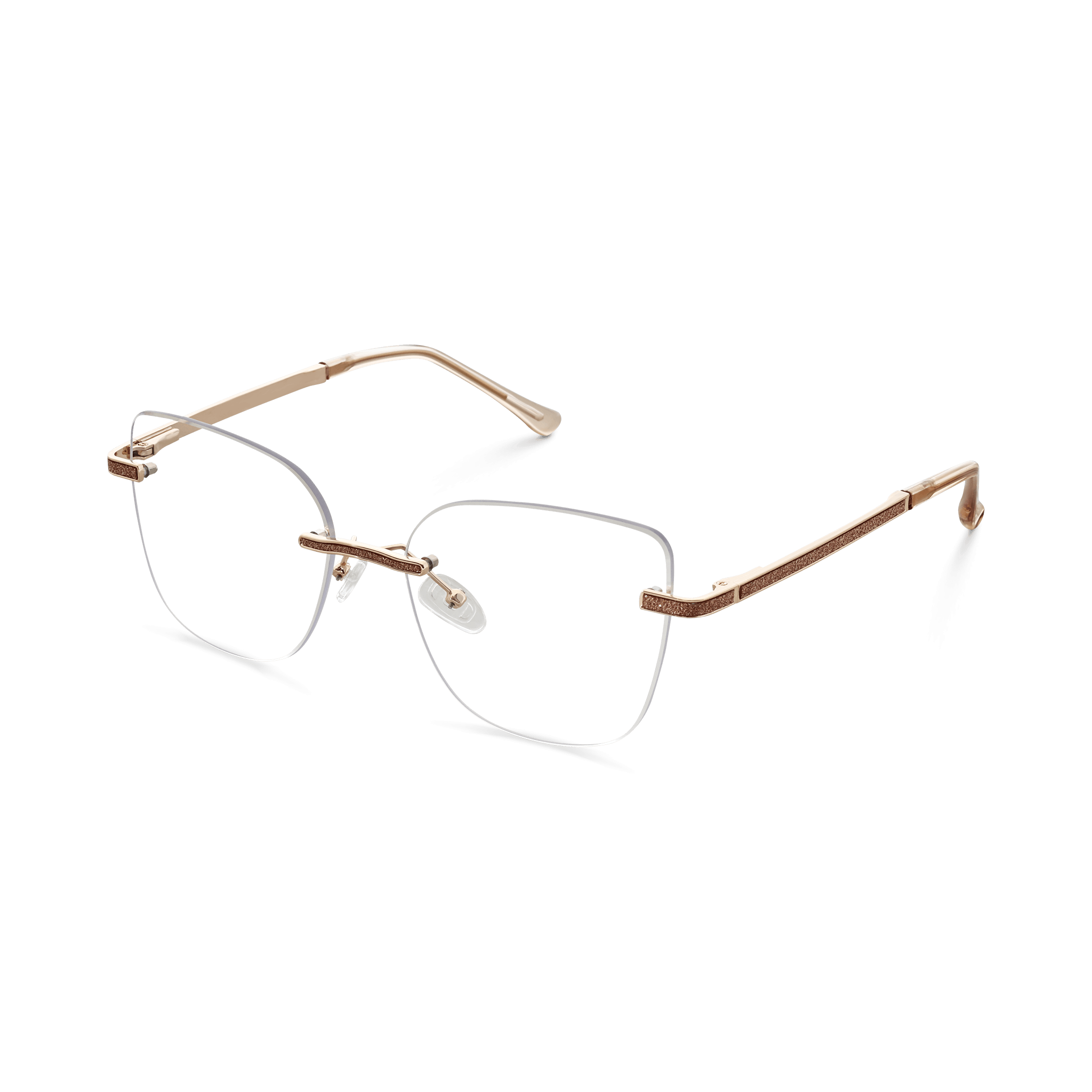 Textured-Accented Minimalist Rimless Optical Eyeglasses