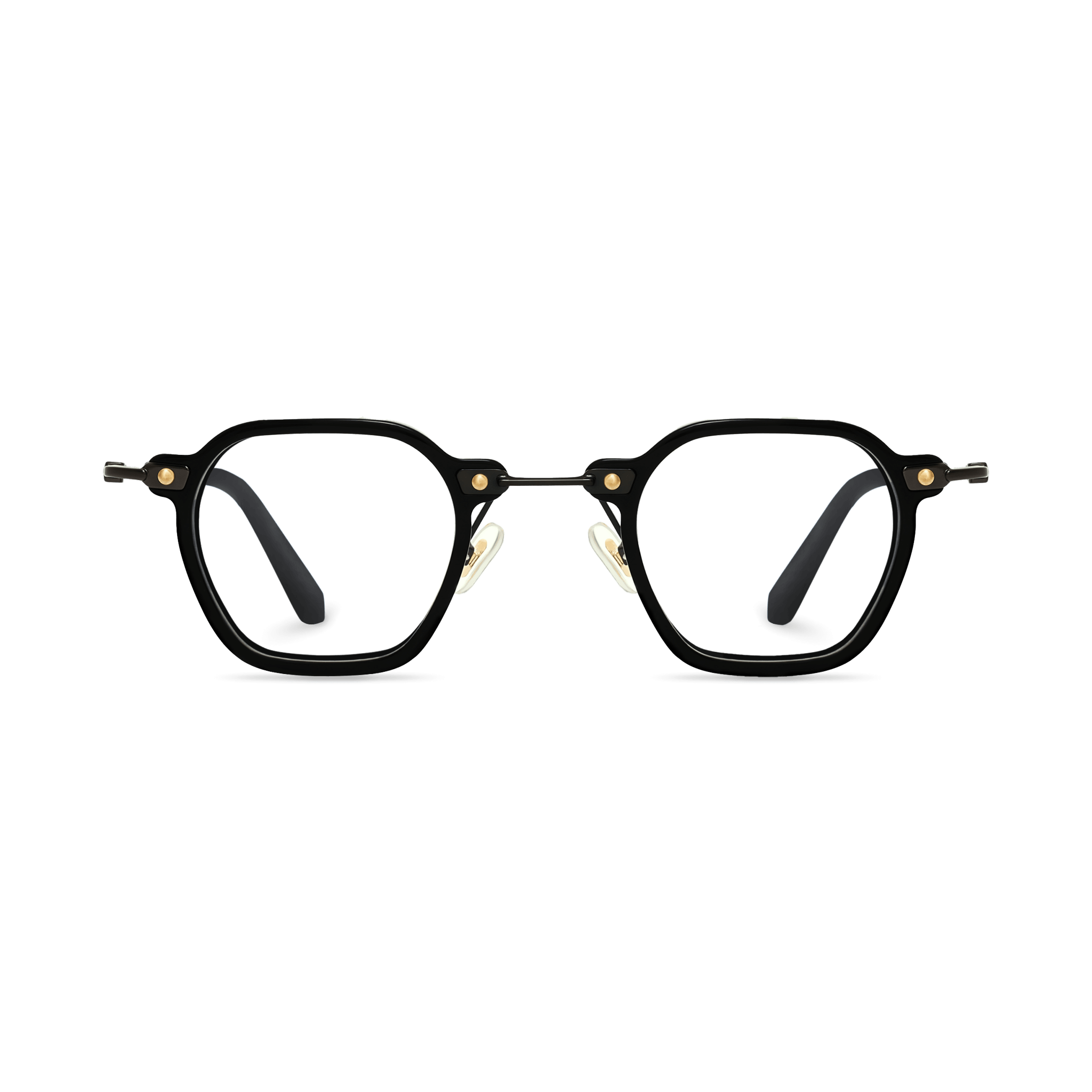 Gold-Riveted Rounded Octagonal Eyeglasses