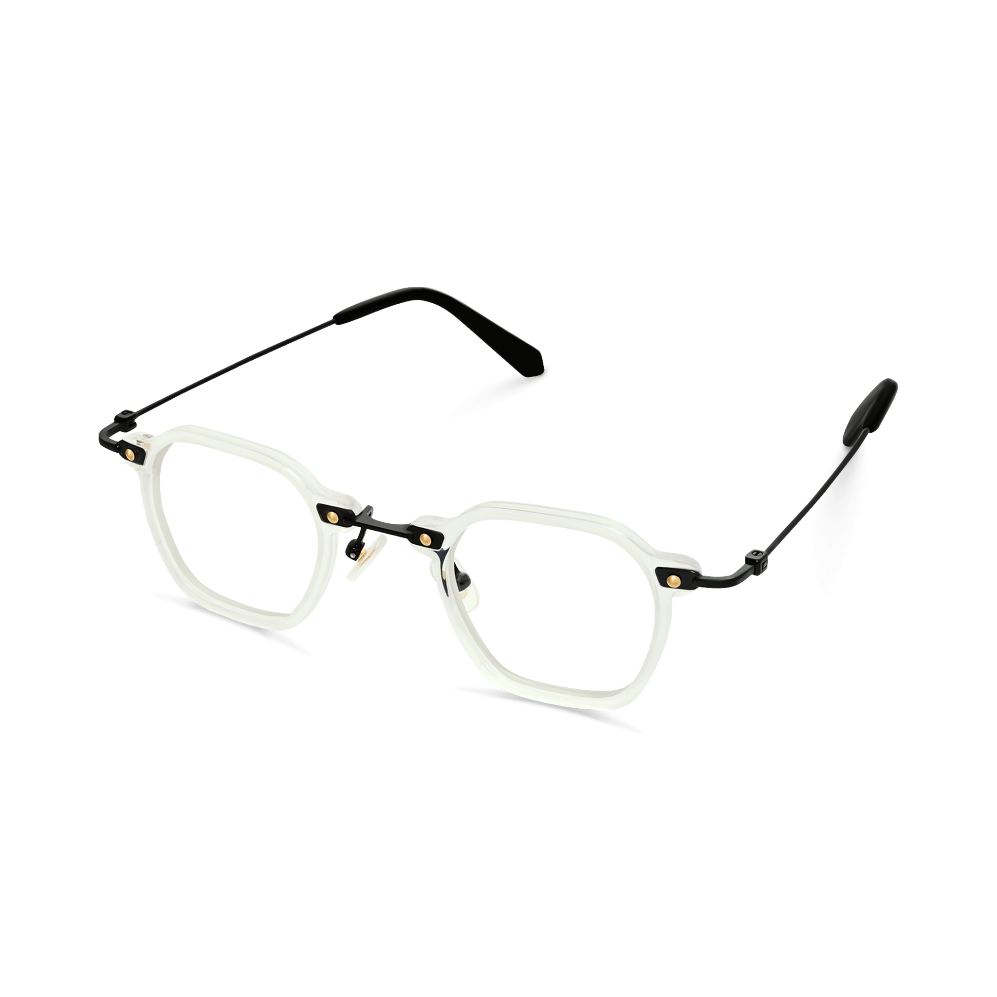 Gold-Riveted Modern Rounded Octagonal Optical Eyeglasses