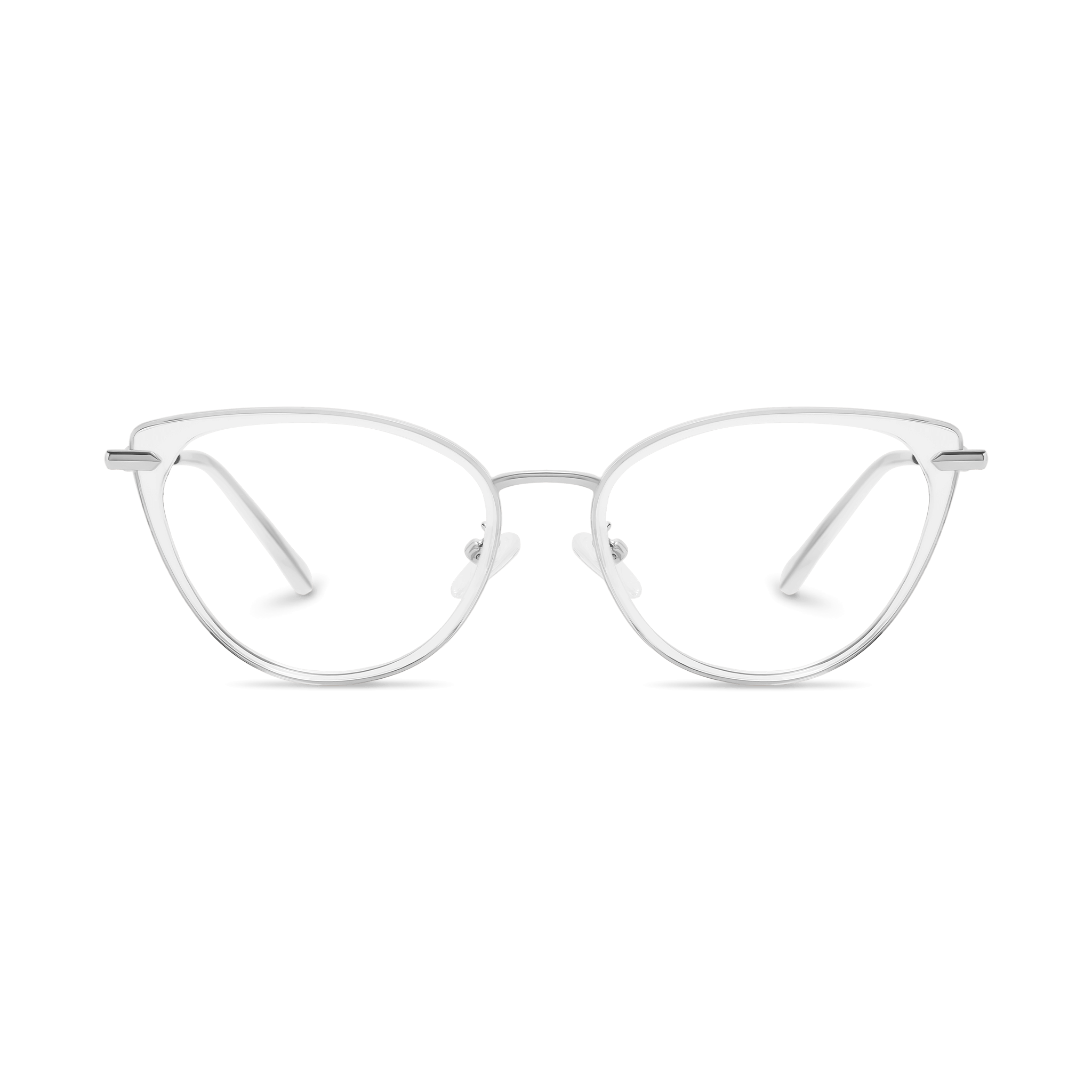 Metallic-Accented Modern Cat-eye Hybrid Optical Eyeglasses