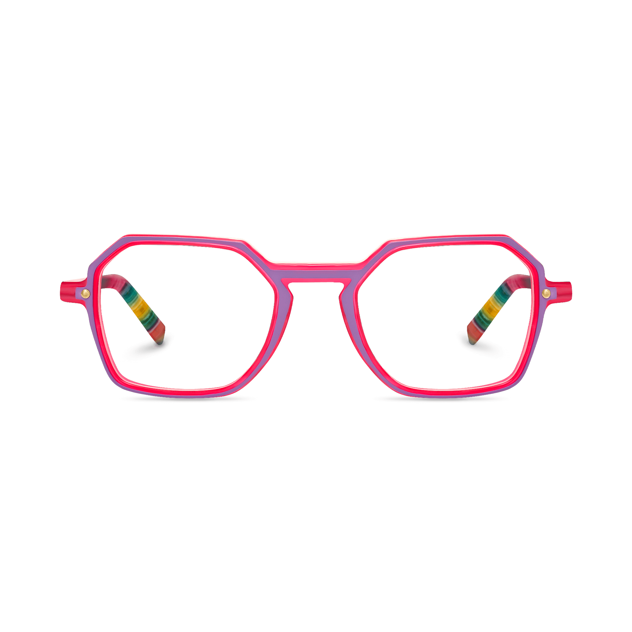 Marbled-Temple Geometric Rounded Hexagonal Eyeglasses