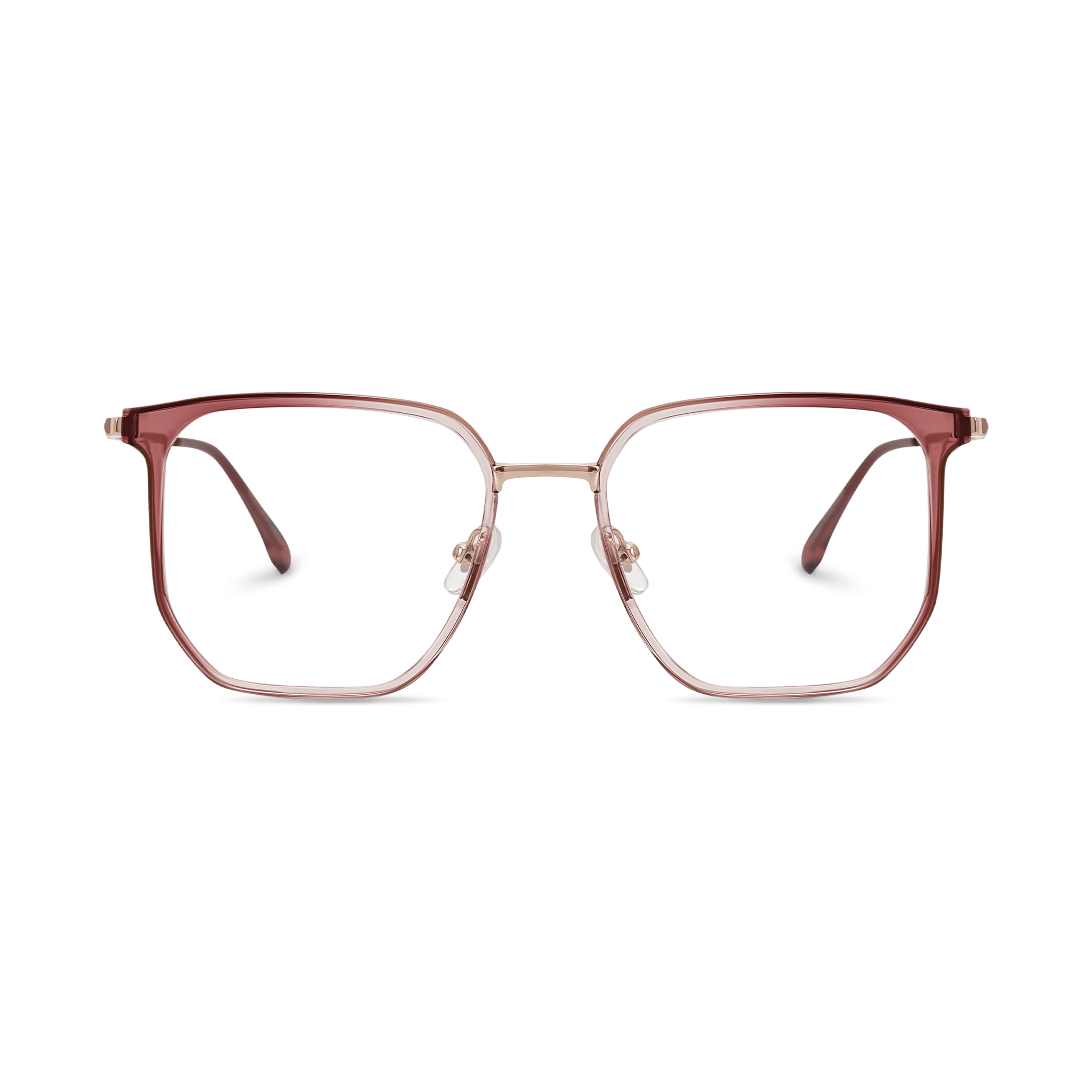 Metallic-Trimmed Soft Square Eyeglasses