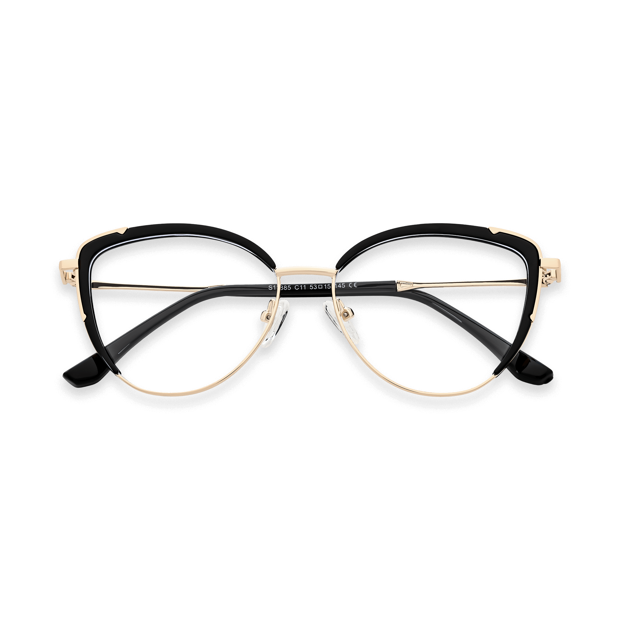 Gold-Accented Semi-Rimmed Cat-eye Optical Eyeglasses