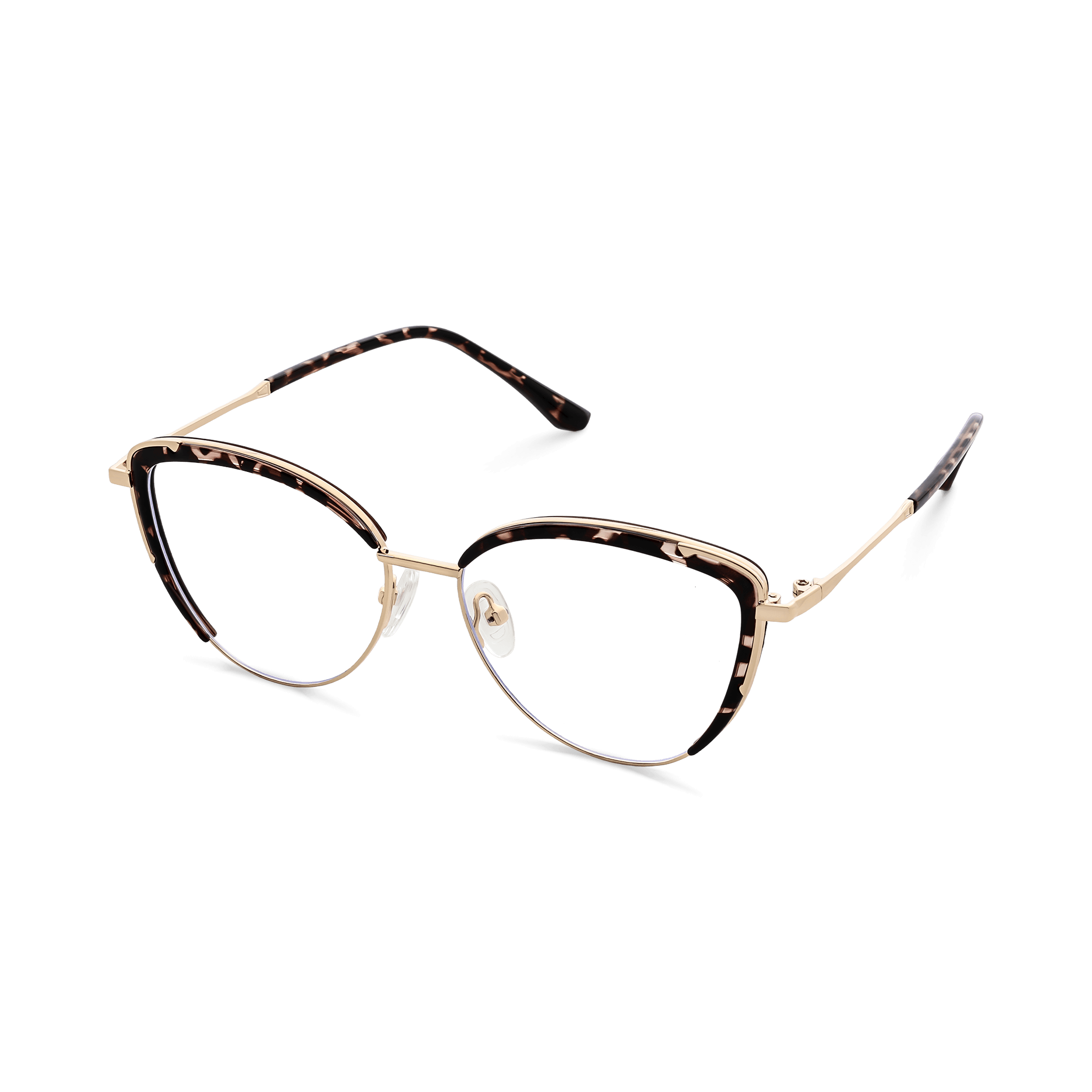 Metallic-Accented Tortoiseshell-pattern Cat-eye Eyeglasses