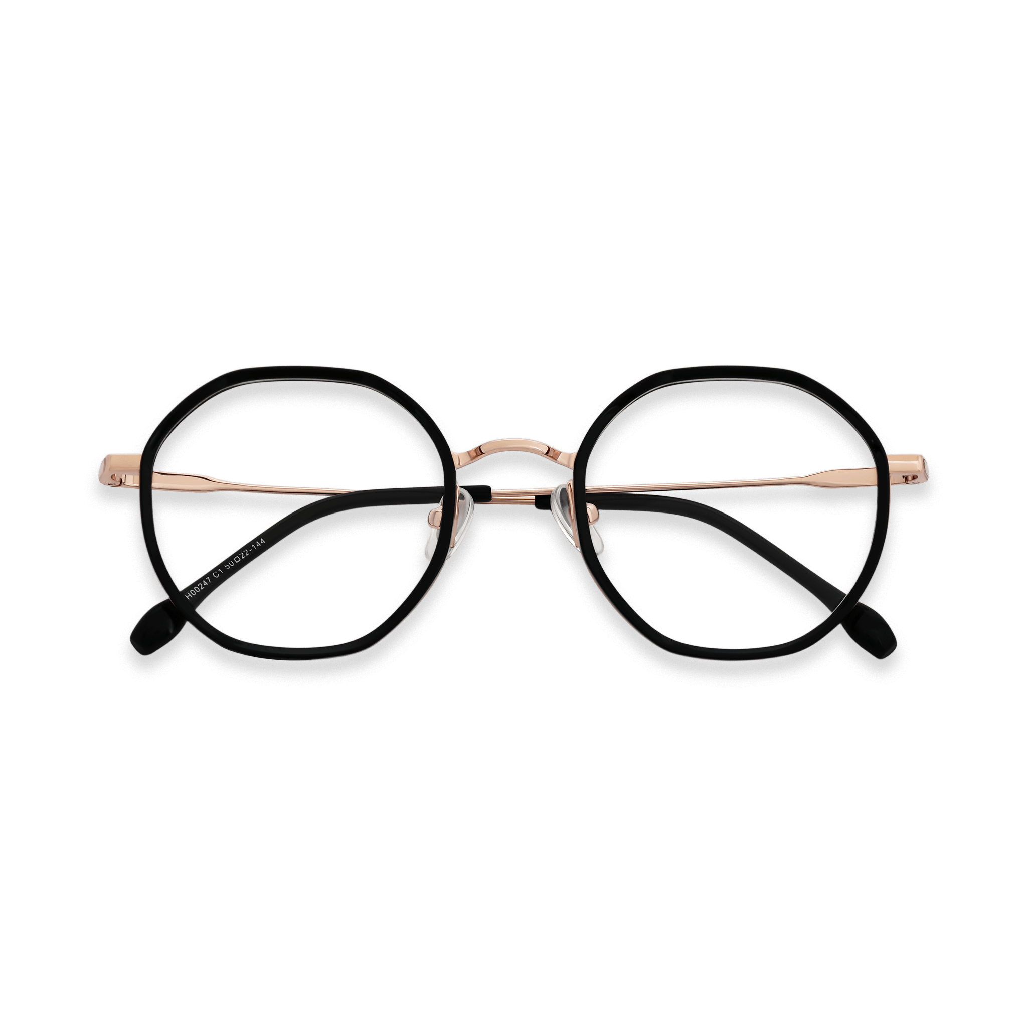 Rose-Gold Accented Geometric Rounded Octagon Eyeglasses