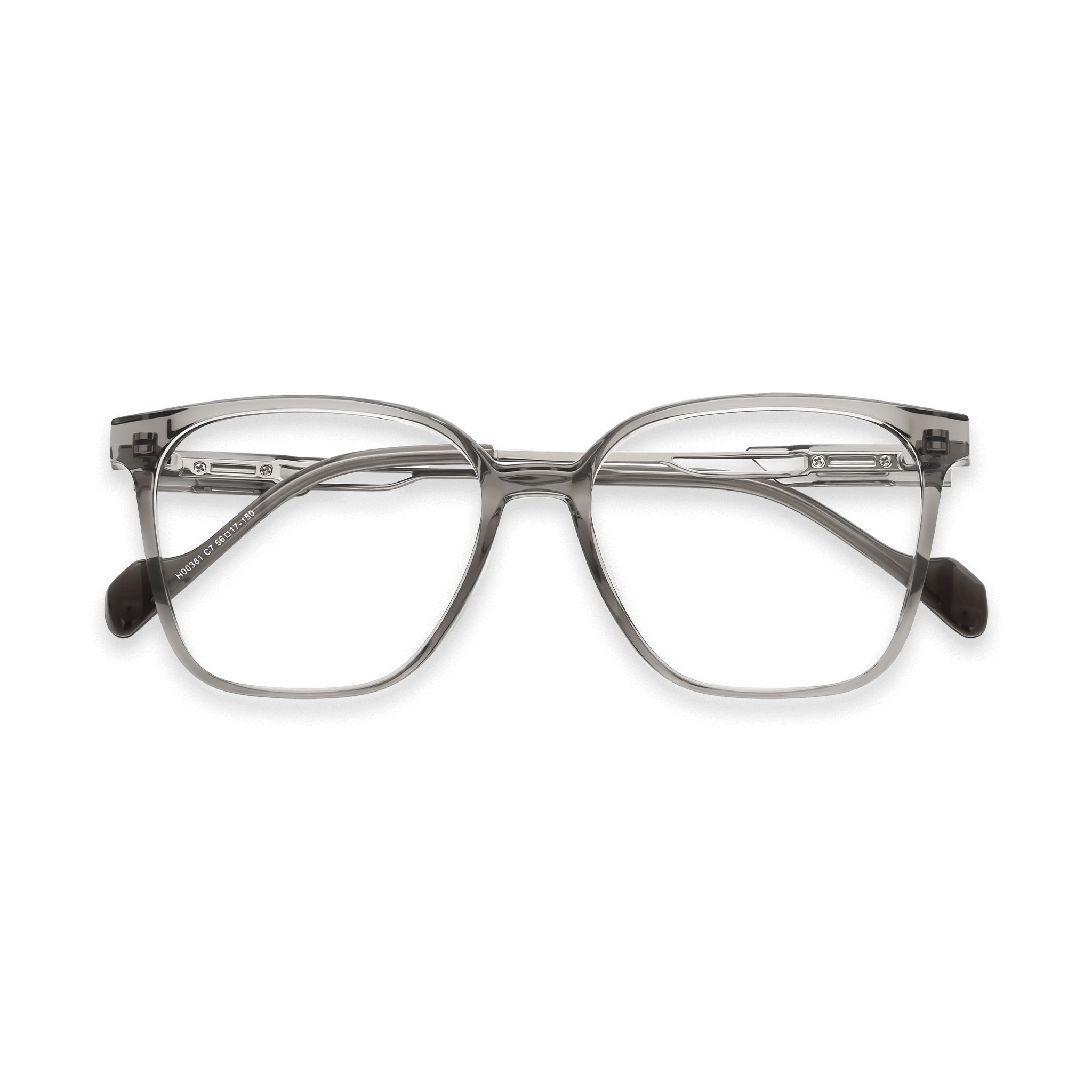 Metallic-accented Rounded-square Vision Correction Eyeglasses