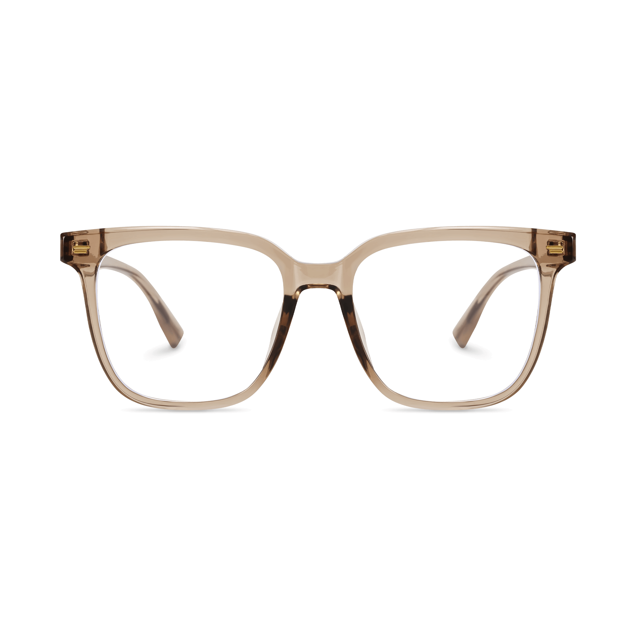 Metallic-Hinged Translucent Rounded Square Eyeglasses