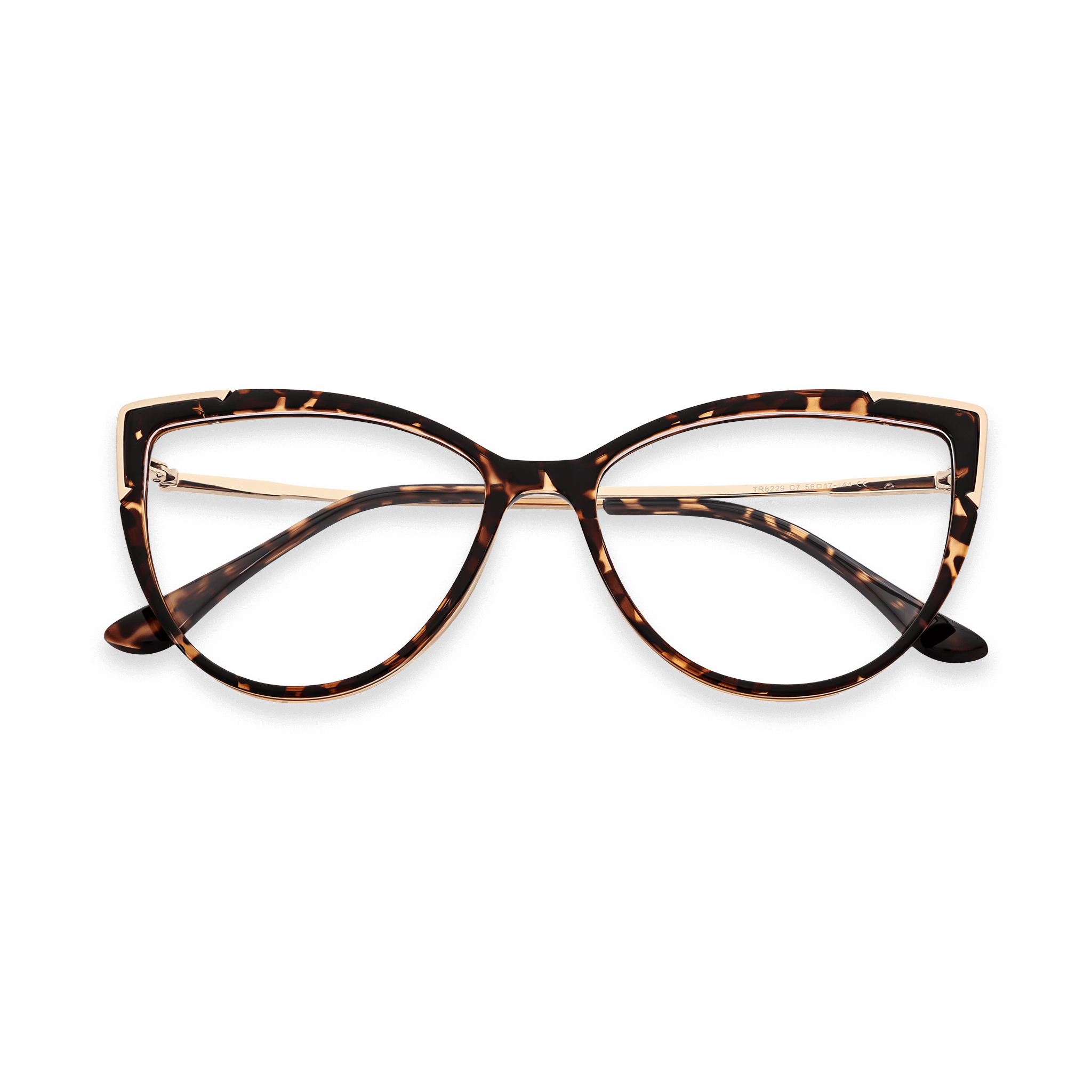 Spring-hinged Metallic-Accented Tortoiseshell Cat-eye Eyeglasses