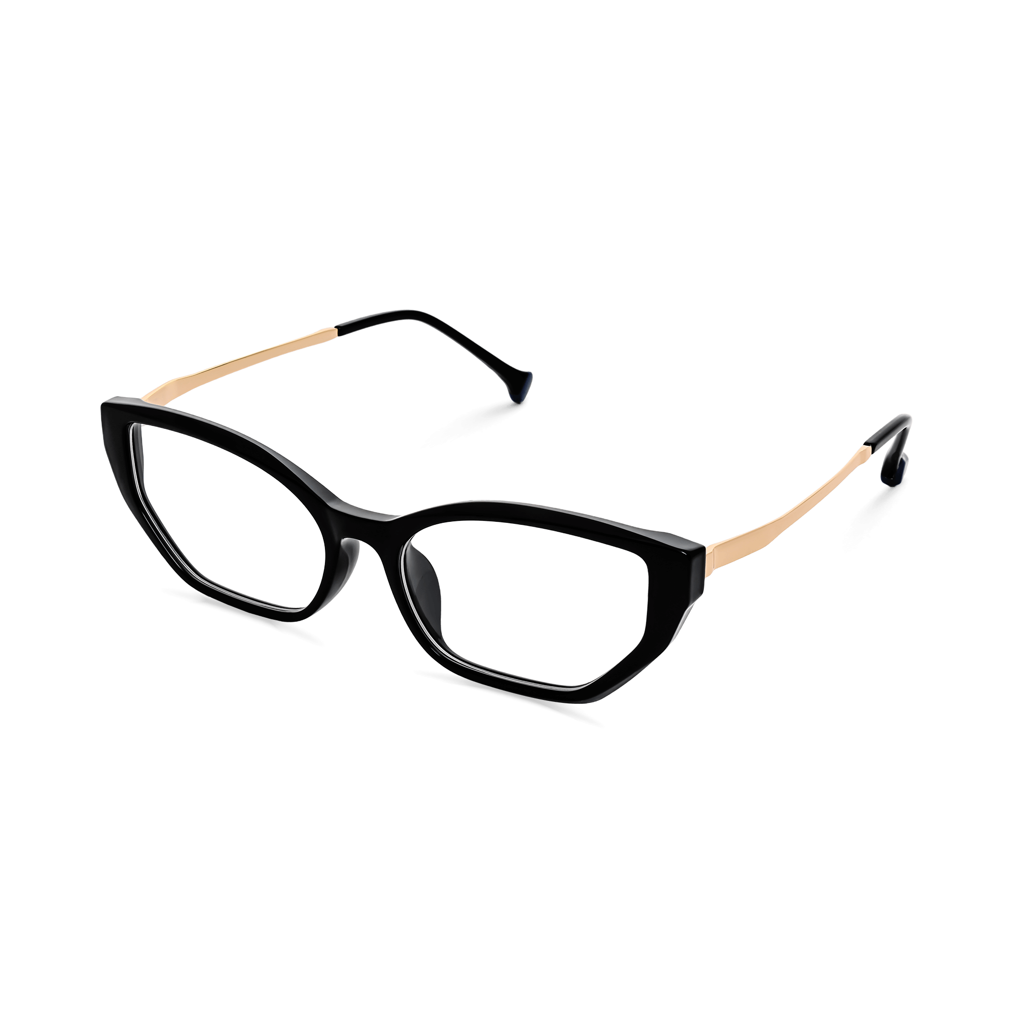 Metallic-Accented Geometric Cat-eye Optical Eyeglasses