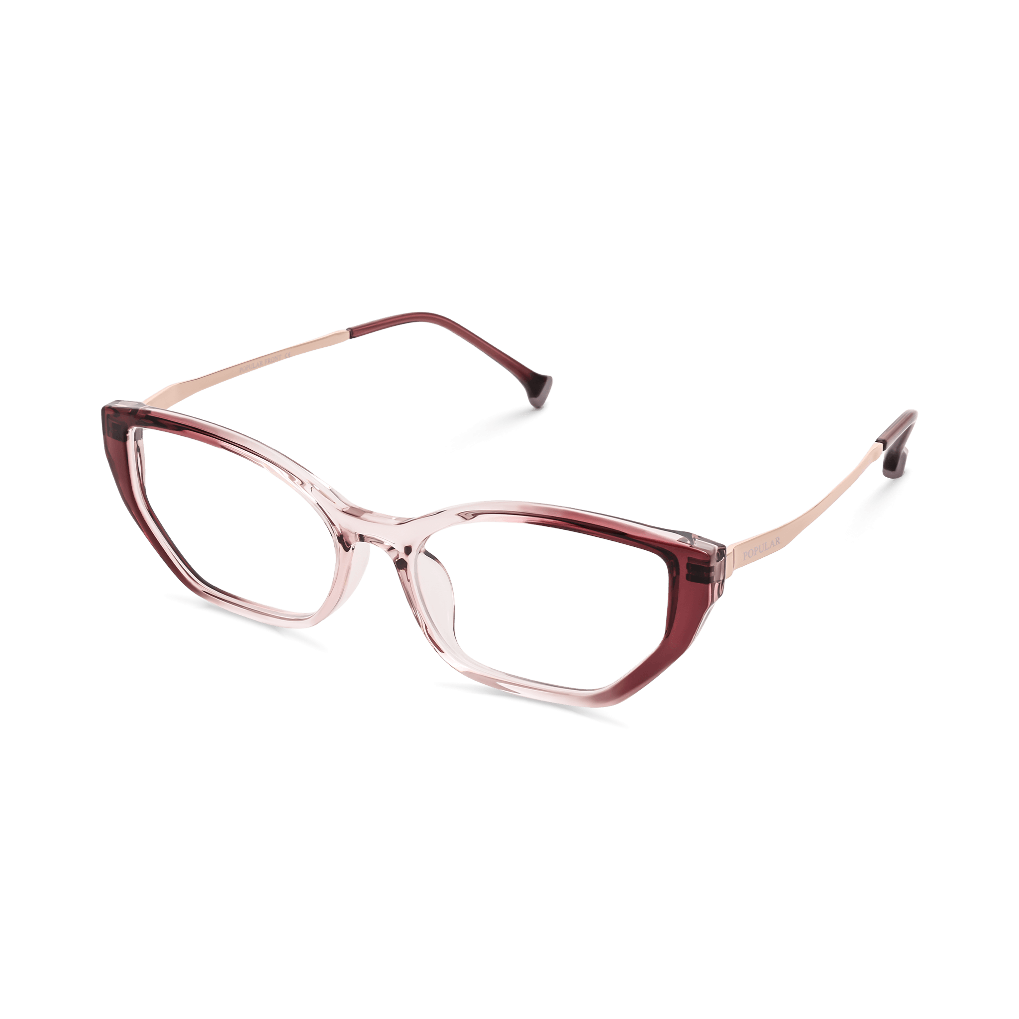 Metallic-Temple Gradient Cat-eye Eyeglasses