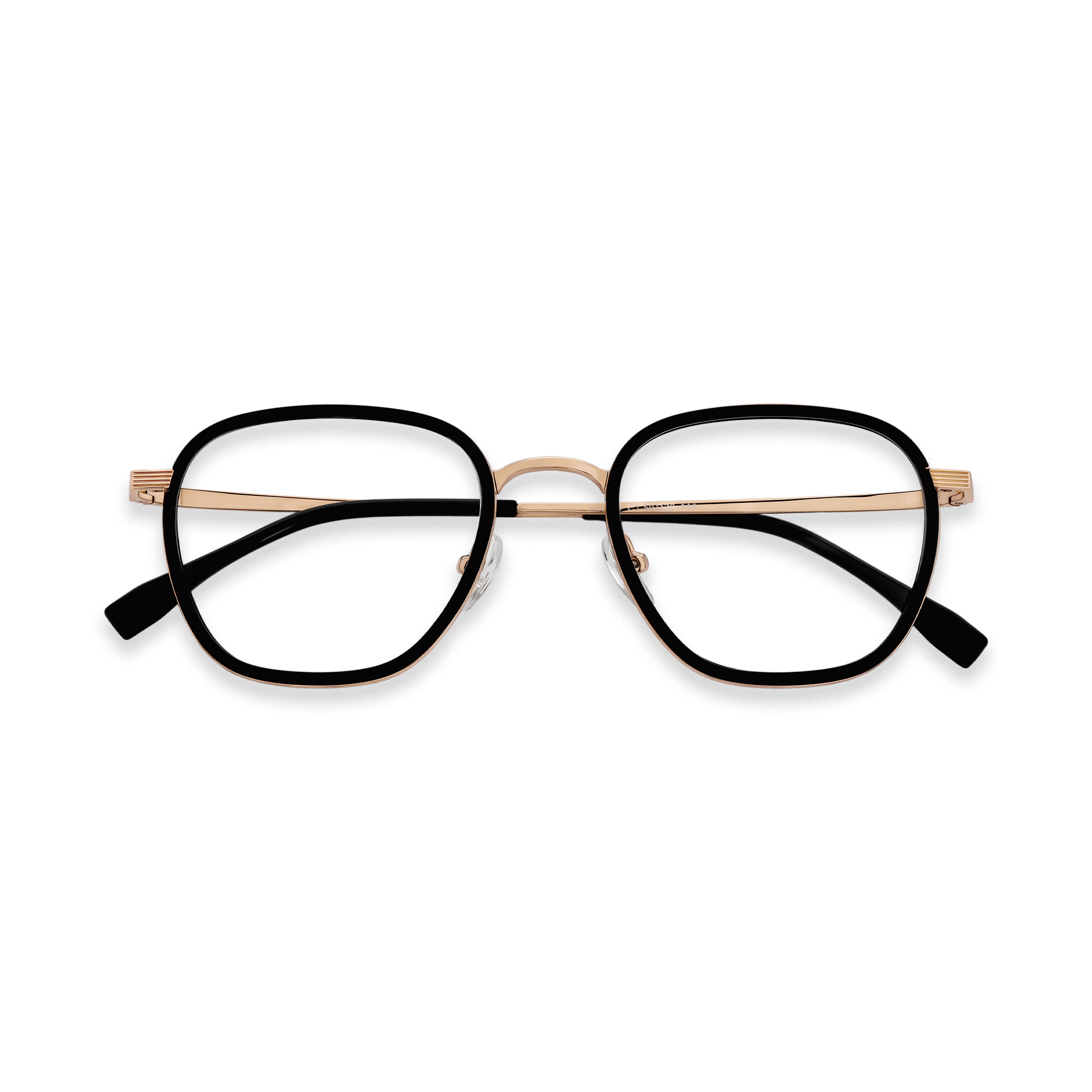 Engraved-Temple Metallic-Accented Geometric Eyeglasses
