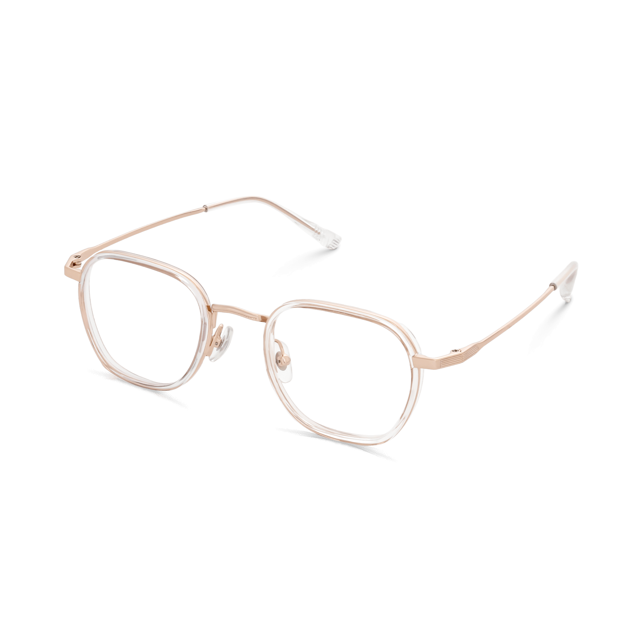 Textured-Temple Two-Tone Rounded Octagonal Optical Eyeglasses