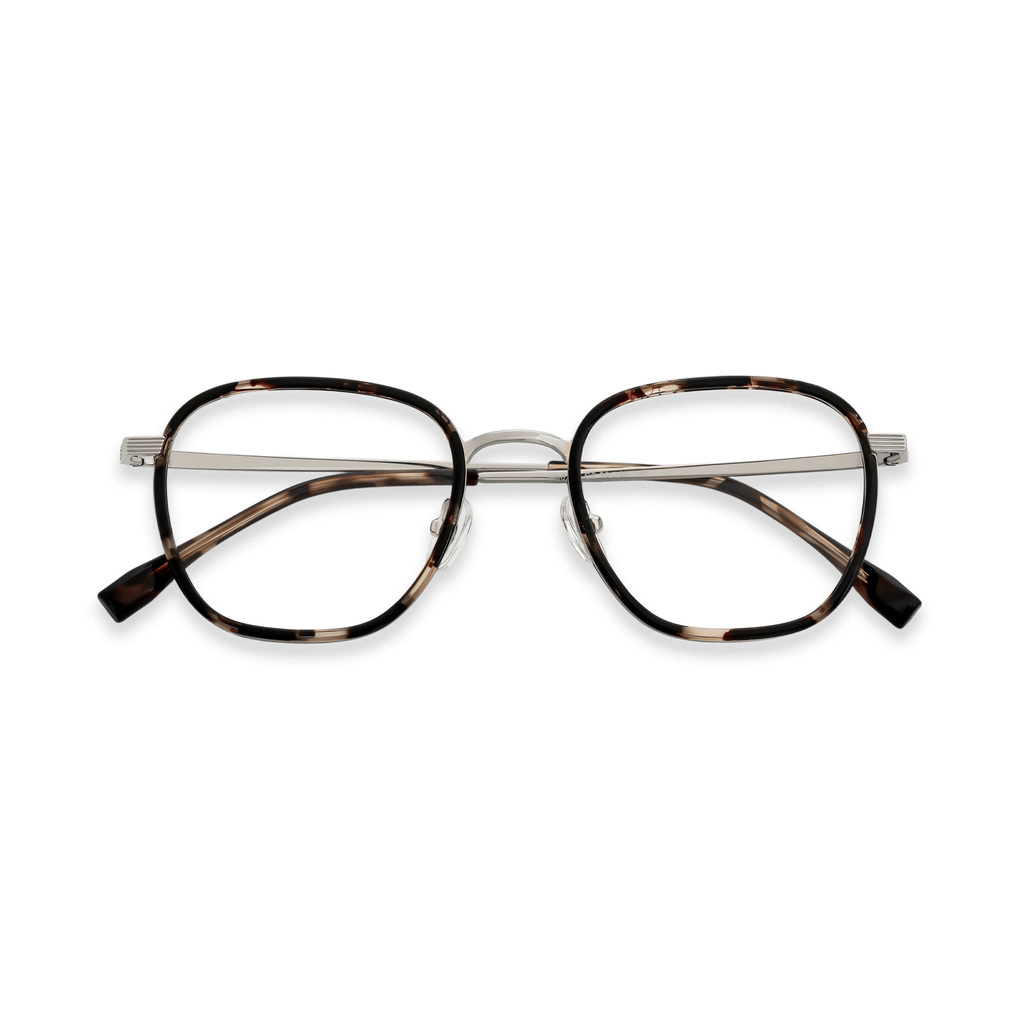 Tortoiseshell-patterned Geometric Rounded Square Optical Eyeglasses
