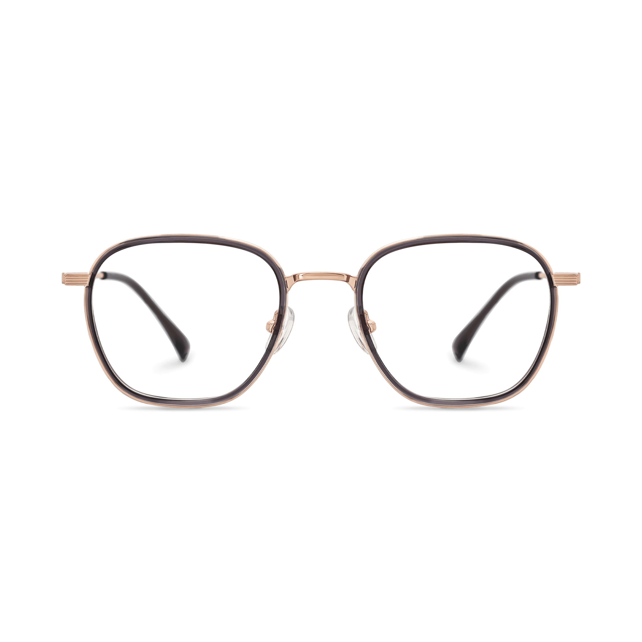 Textured-Temple Dual-Tone Rounded Square Eyeglasses