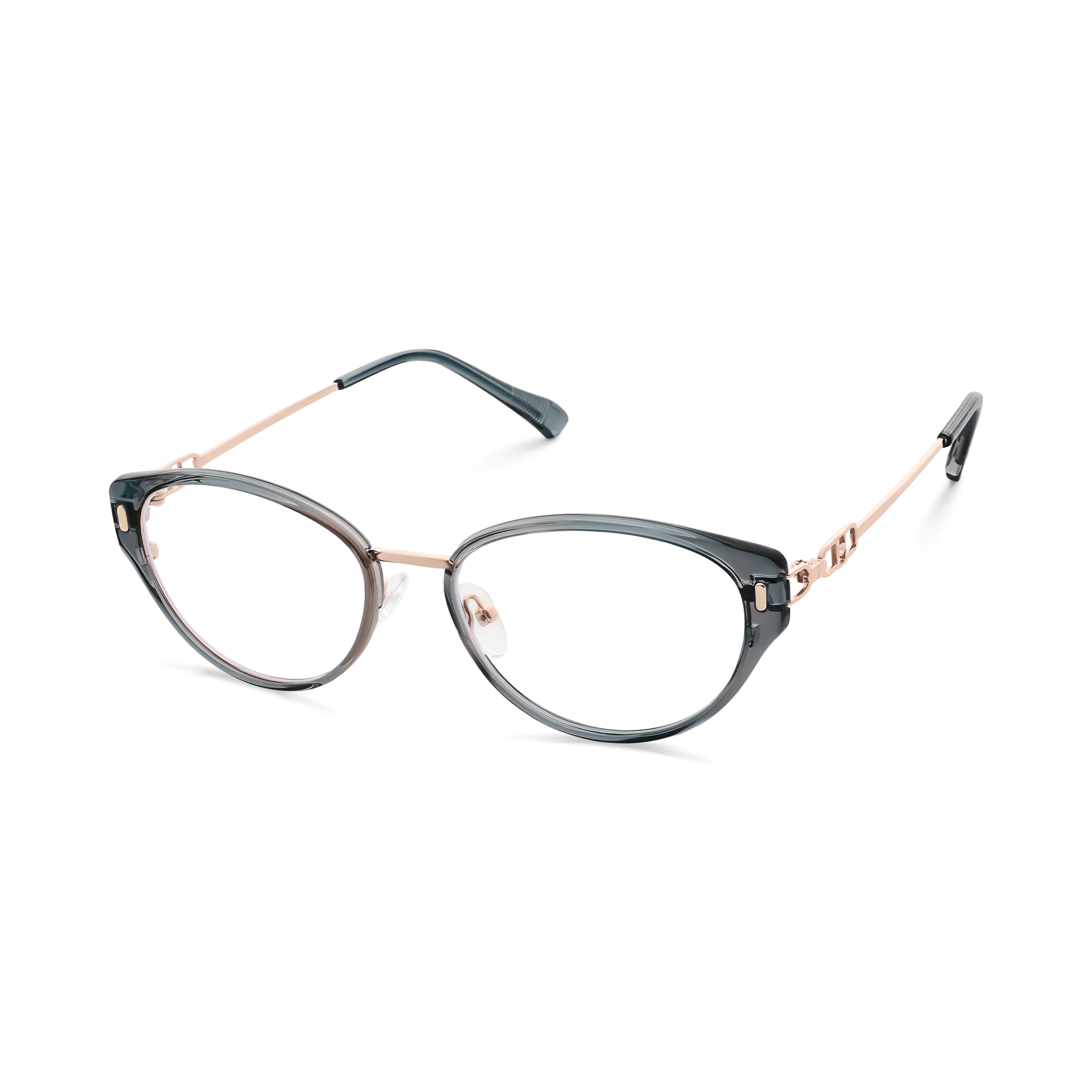 Link-detailed Cat-eye Dual-material Optical Eyeglasses
