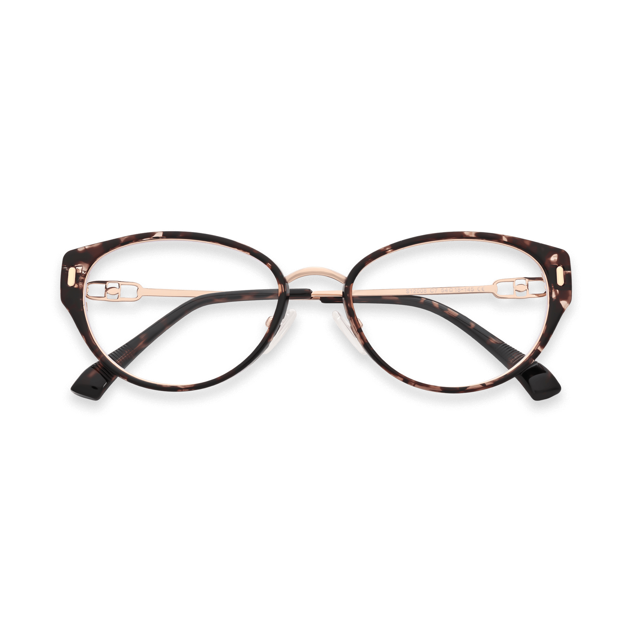 Ornate-clasp Tortoiseshell-pattern Cat-eye Eyeglasses