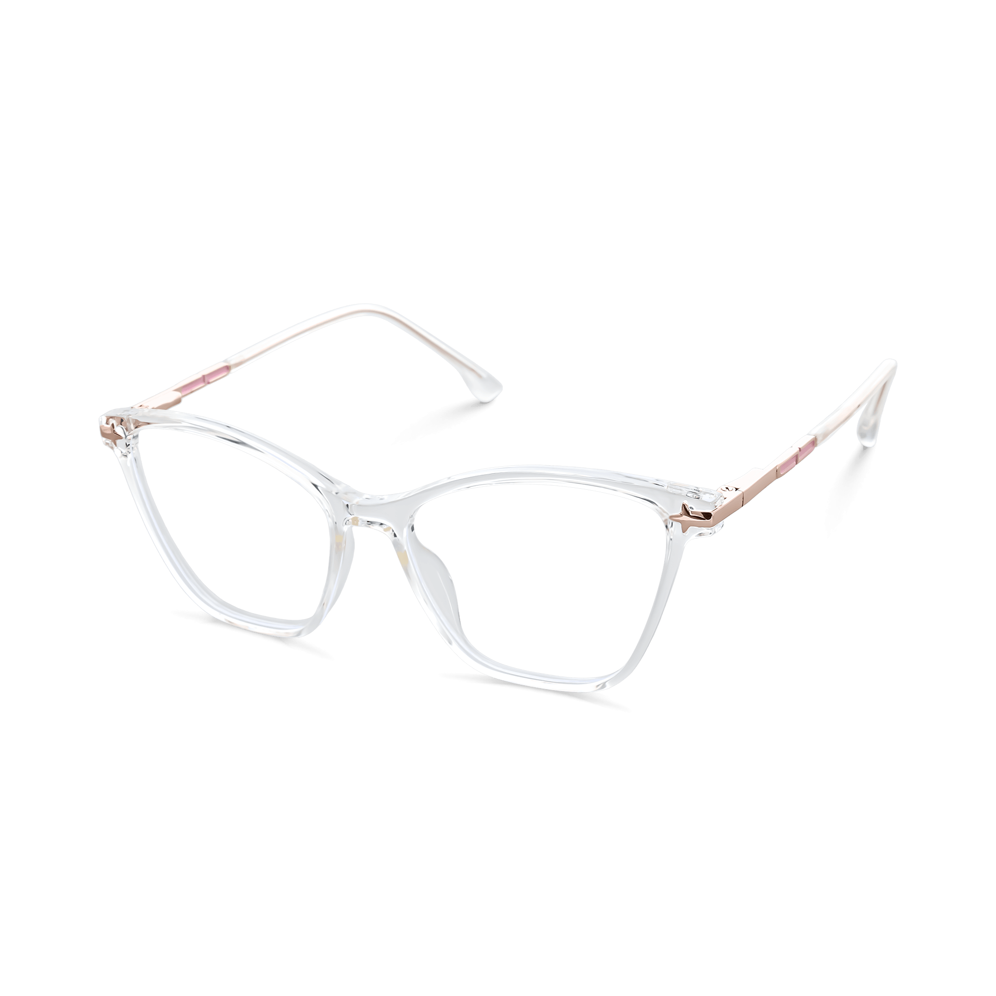 Geometric-detailed Clear Cat-eye Eyeglasses