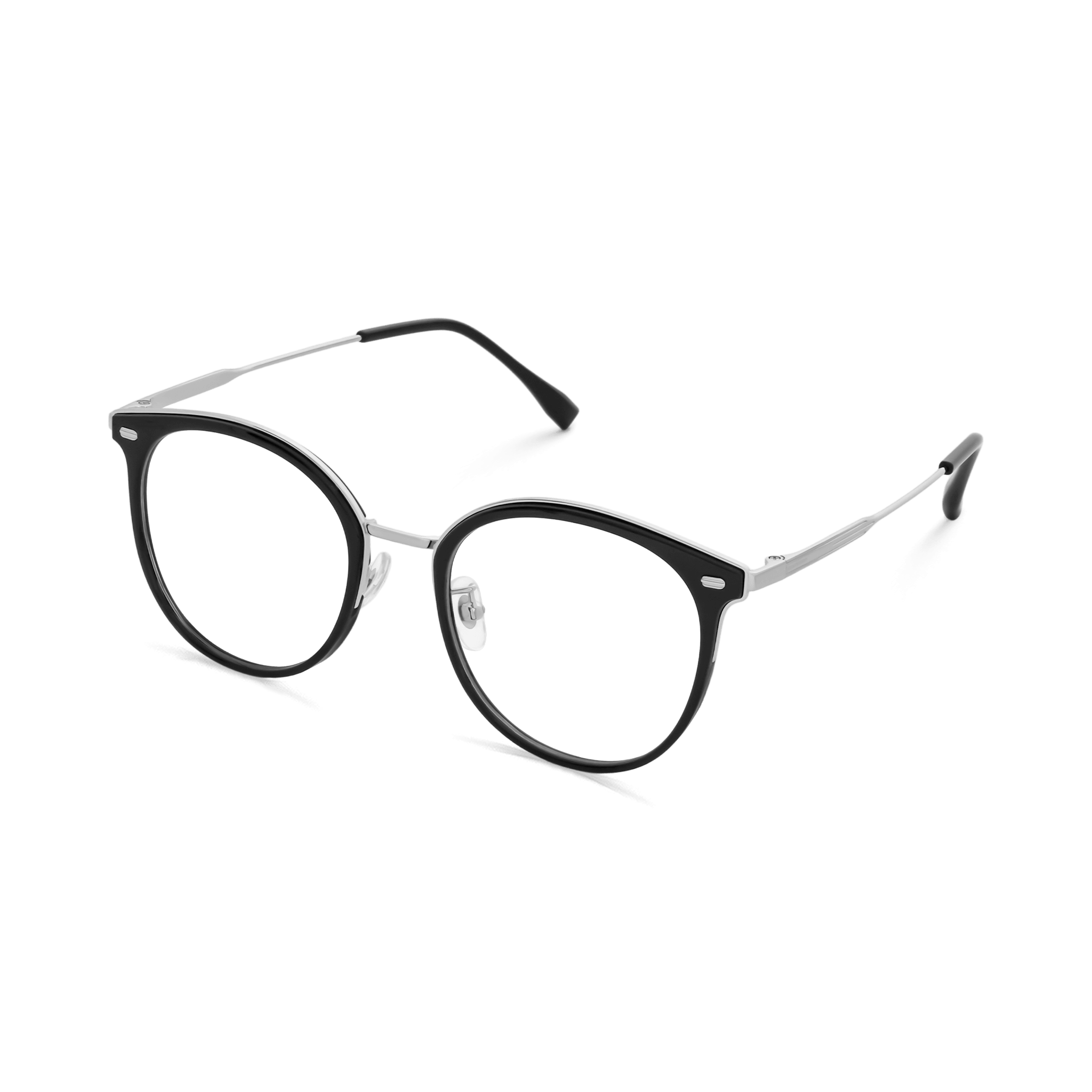 Metallic-Accented Round Eyeglasses