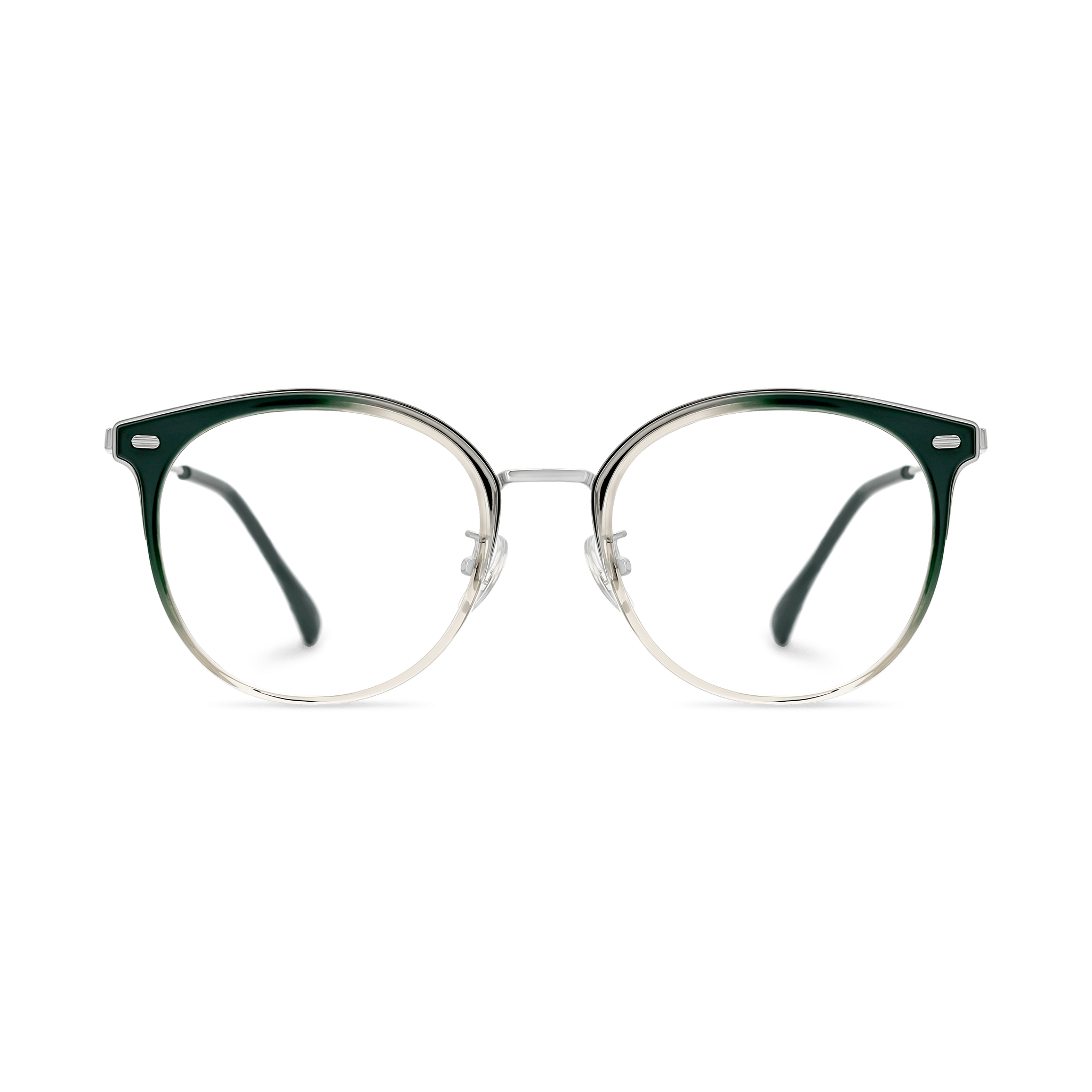 Riveted Gradient Round-to-Cat-eye Semi-rimless Eyeglasses