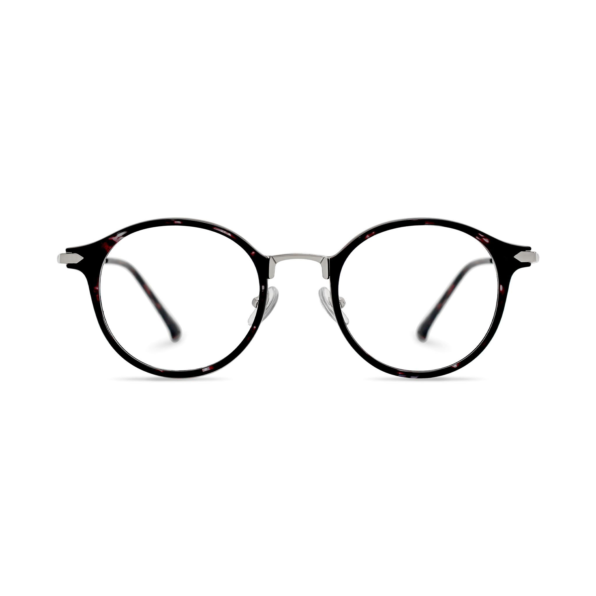 Tortoiseshell-Patterned Metallic-Accented Round Eyeglasses