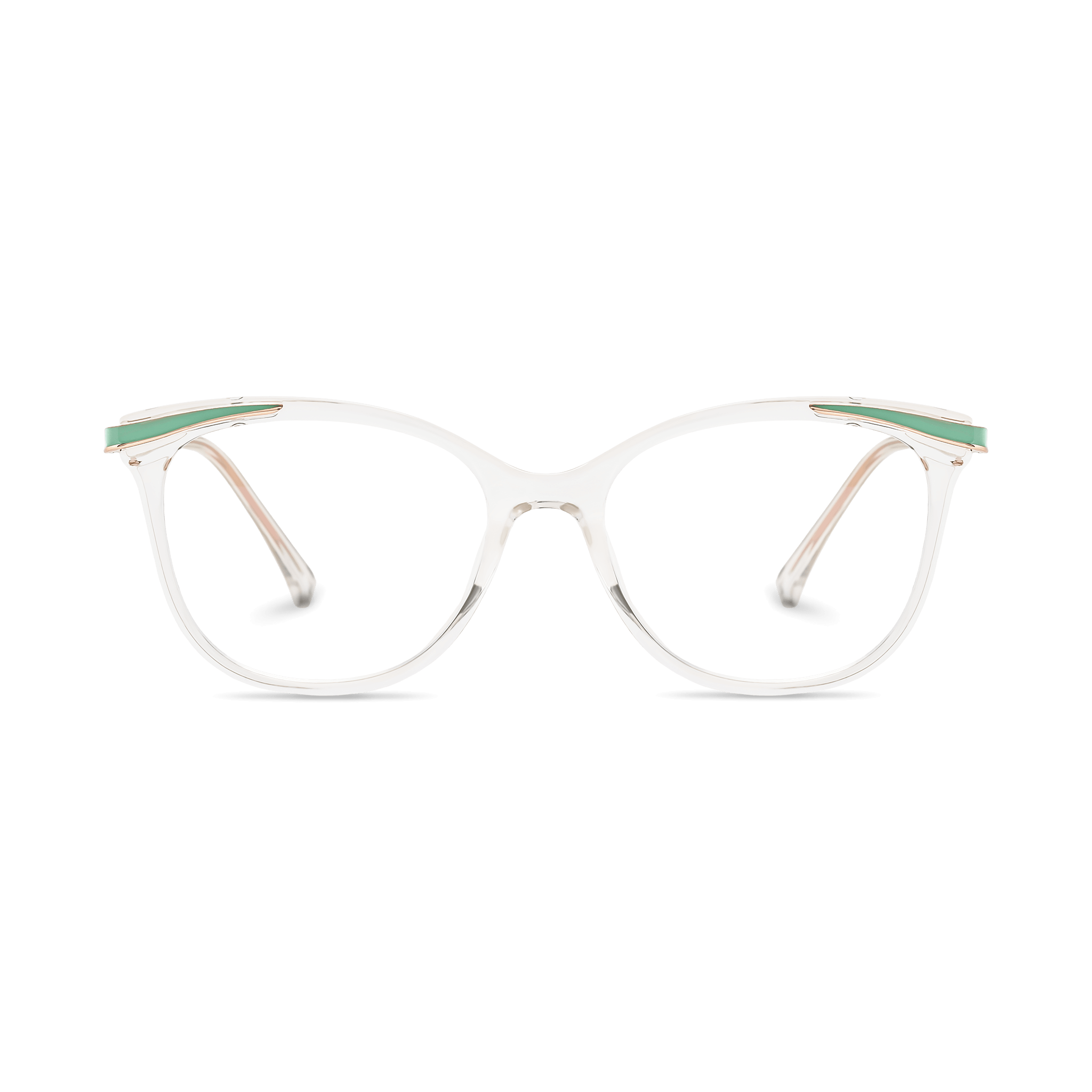Green-stripes Cat-eye Clear Eyeglasses