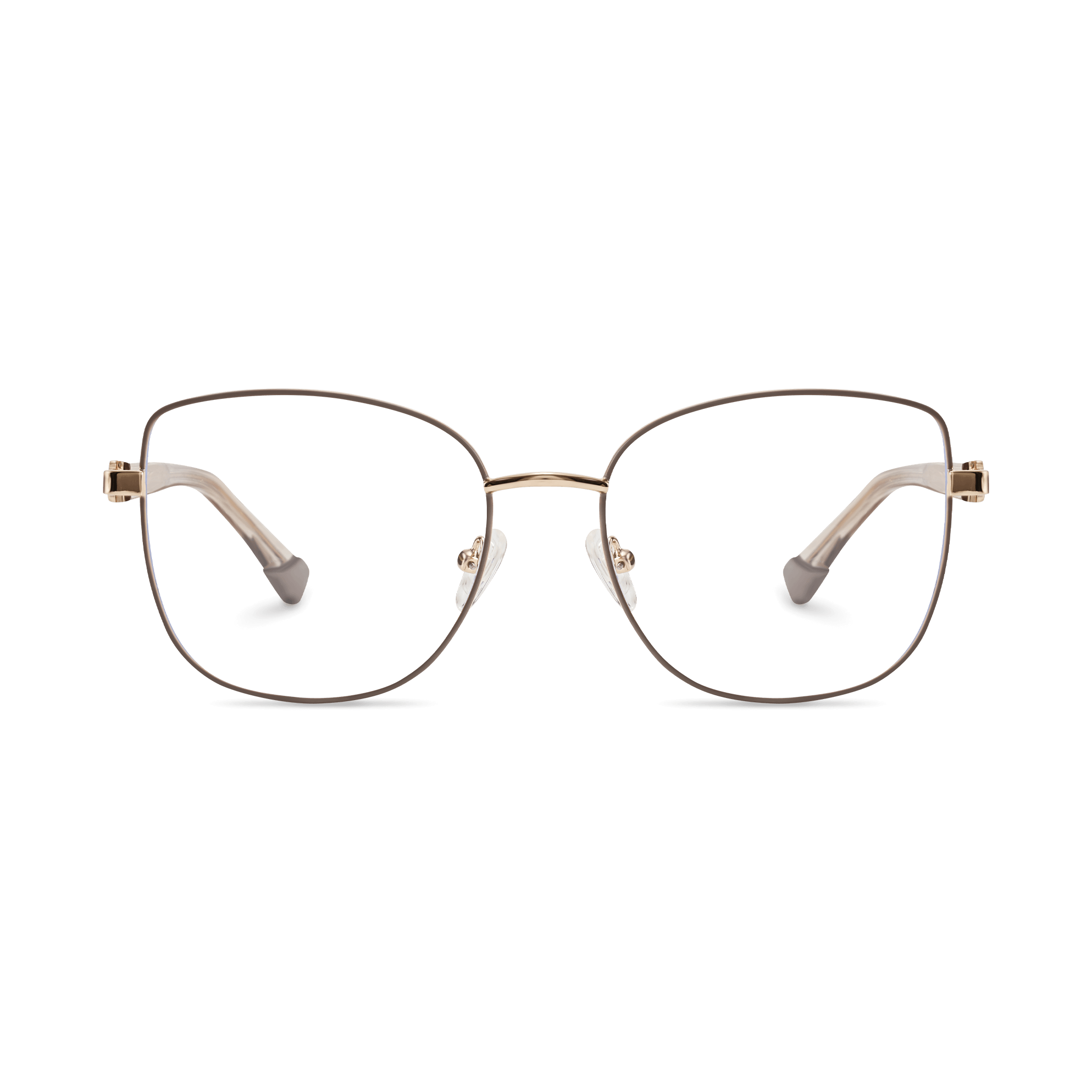 Textured-Temple Two-Tone Rounded Square Eyeglasses