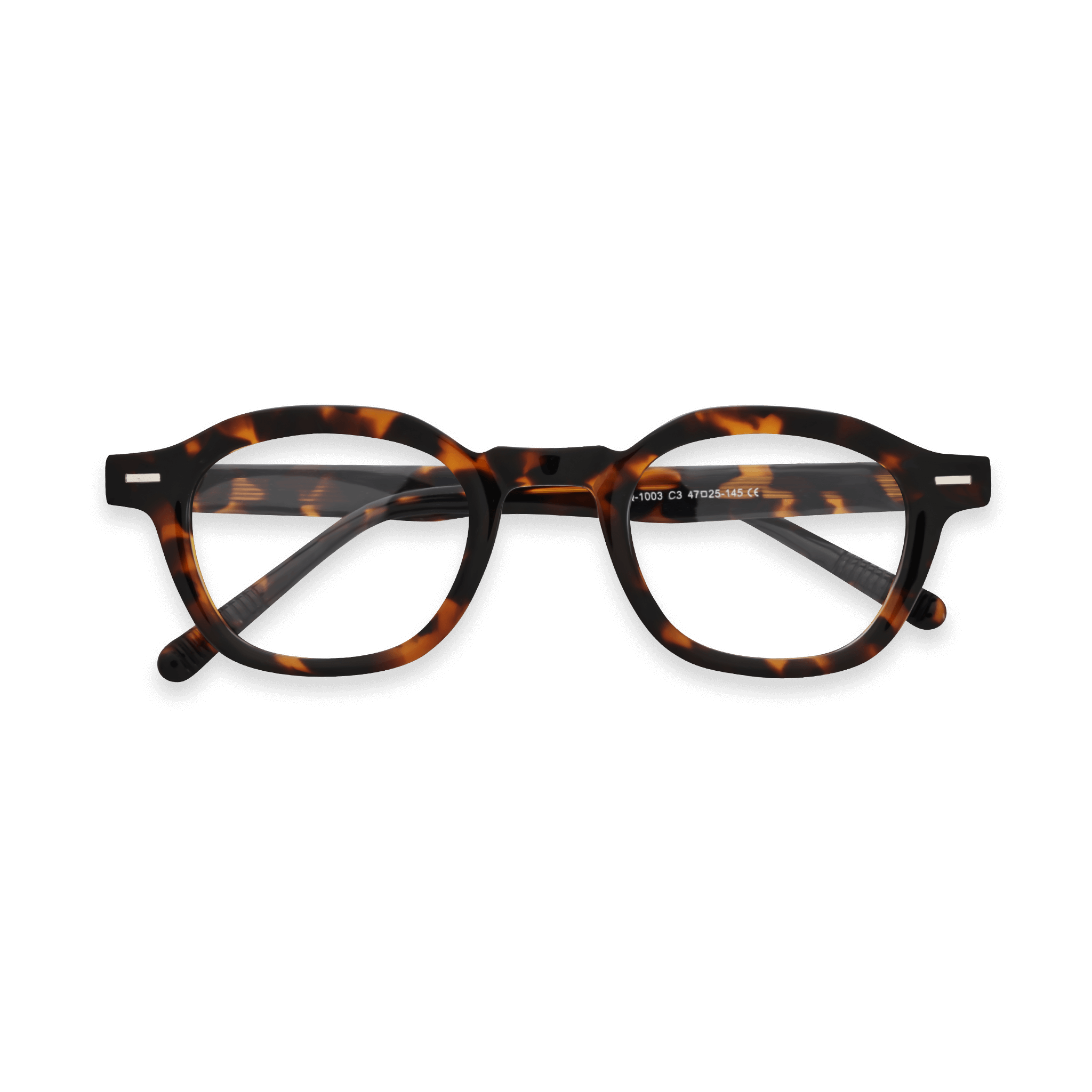 Metallic-Accented Tortoiseshell-pattern Soft Square Optical Eyeglasses
