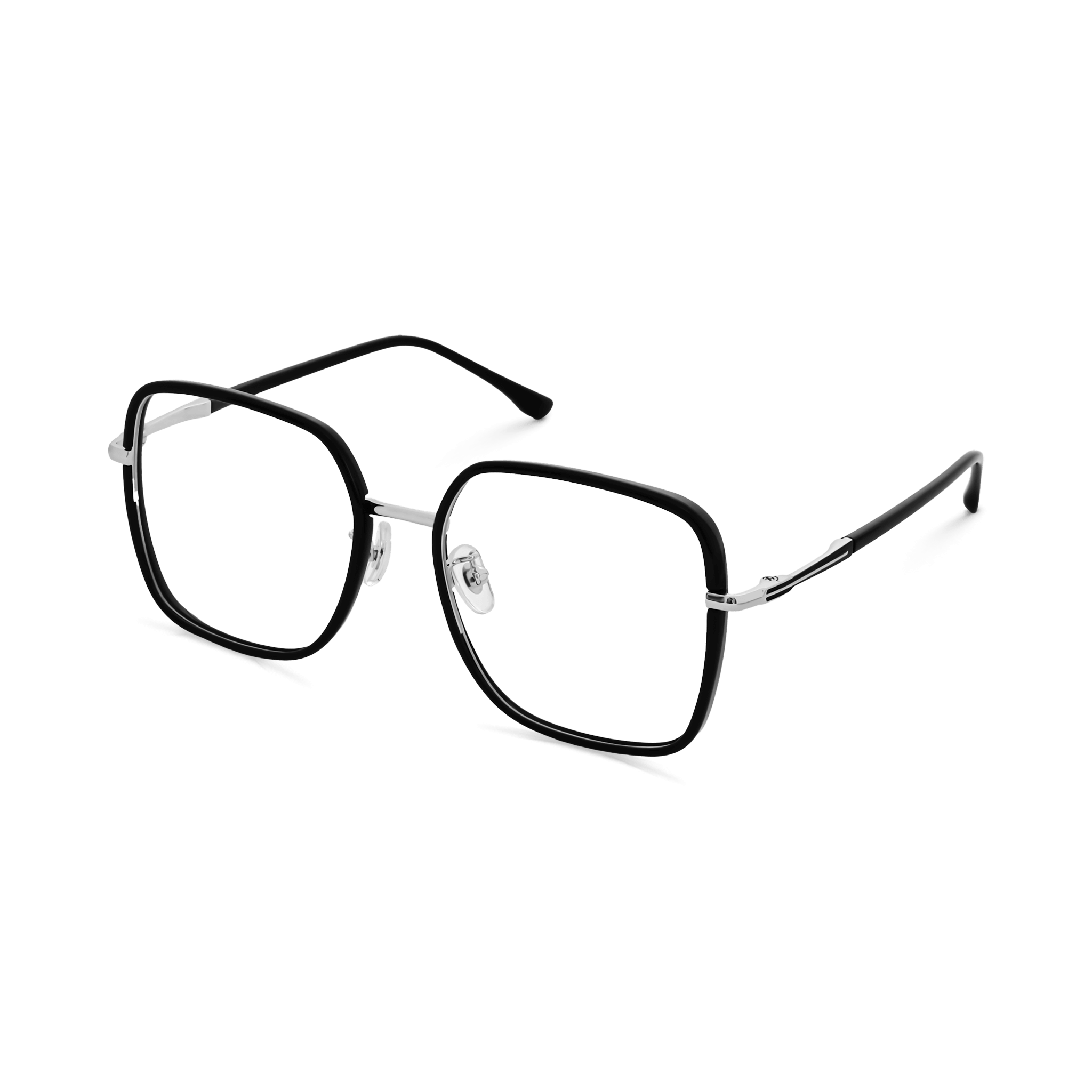 Metallic-Accented Oversized Rounded Square Eyeglasses