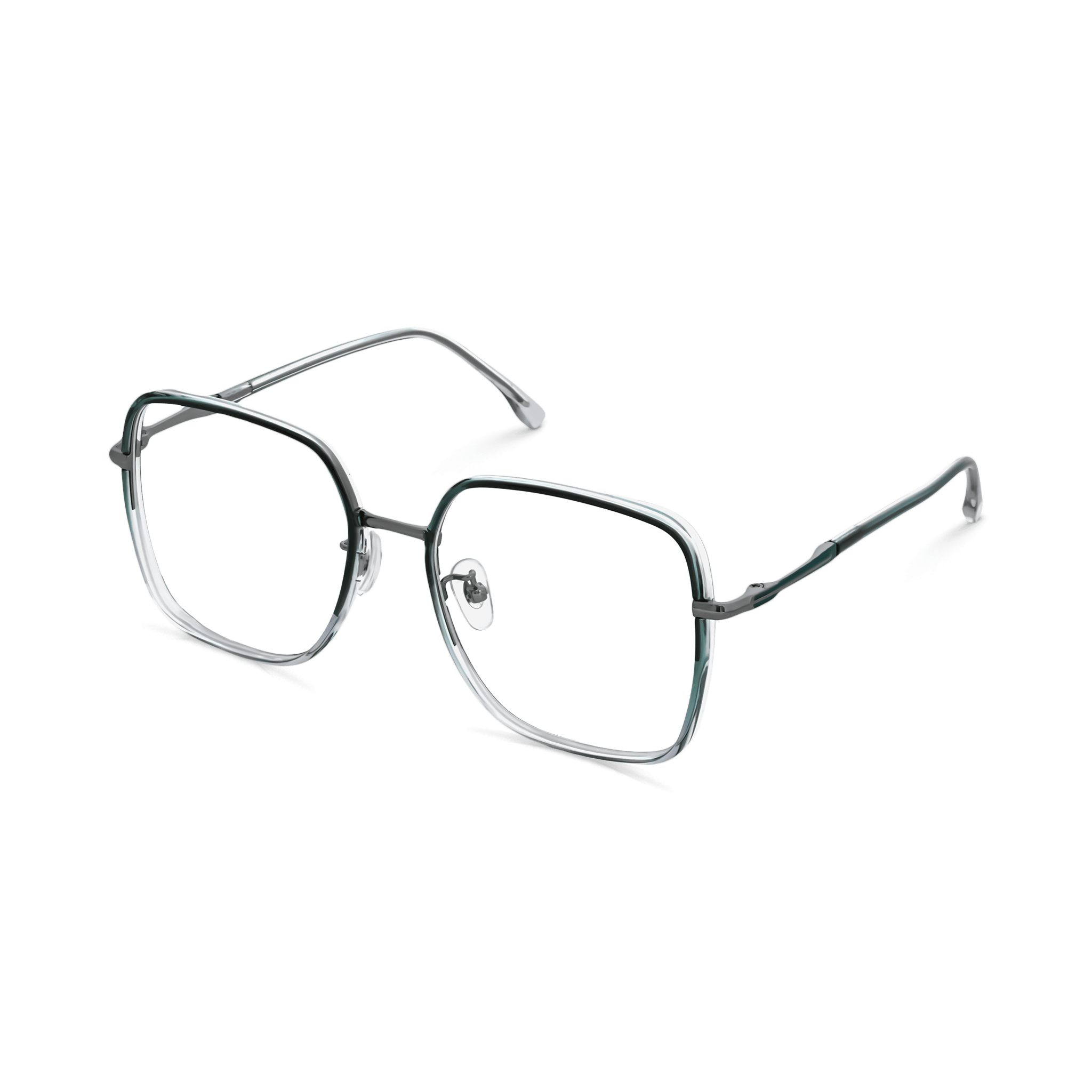 Minimalist Gradient Square-to-Hexagonal Eyeglass Frame