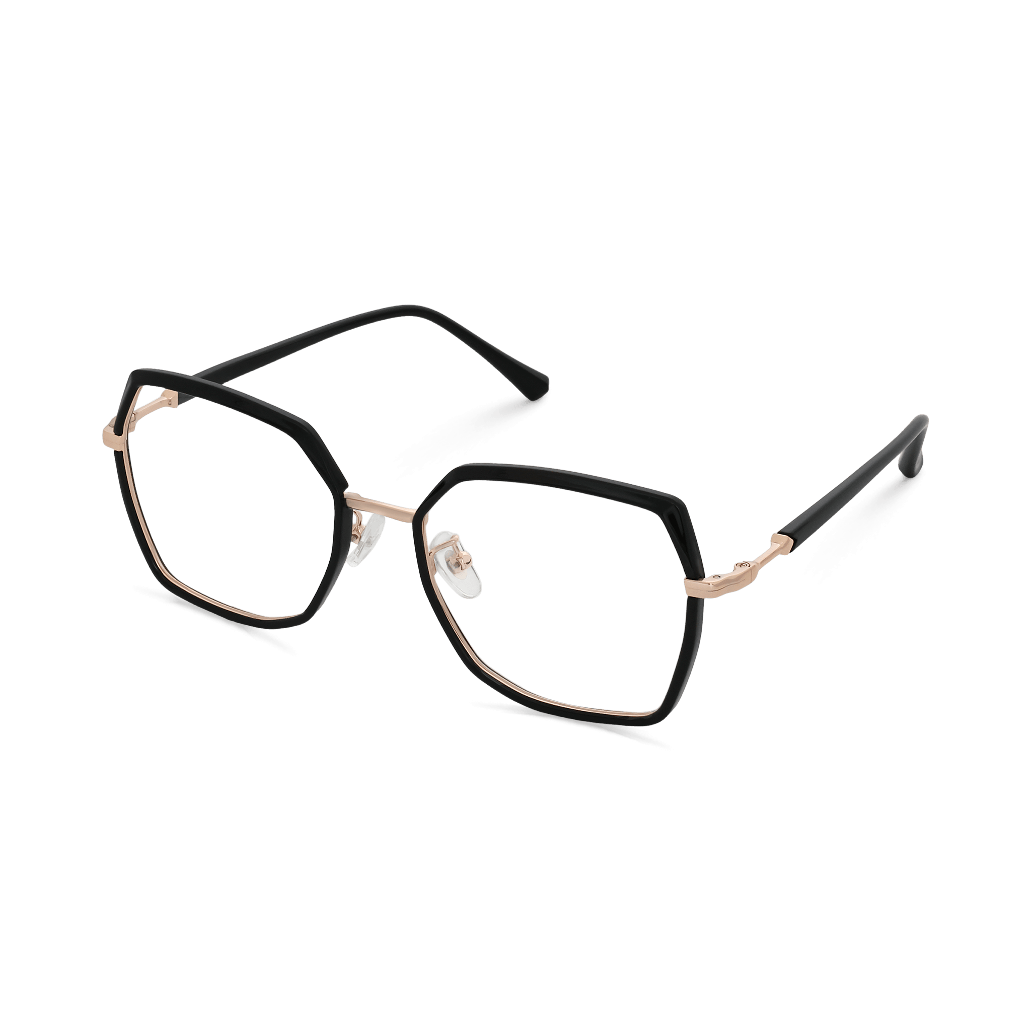 Metallic-Accented Hexagonal-Octagonal Hybrid Eyeglasses