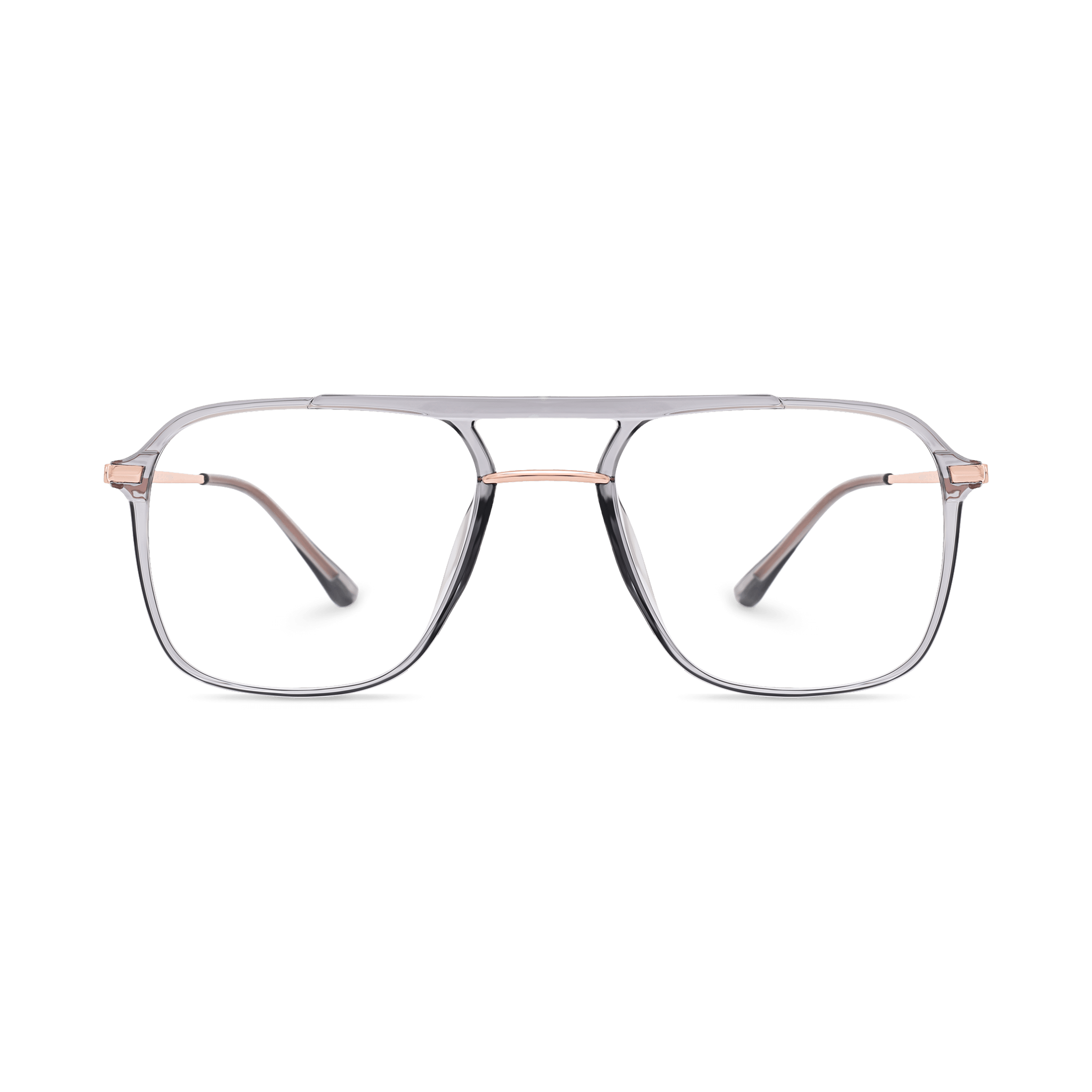 Rose - Gold Accented Double - Bridge Square Eyeglasses
