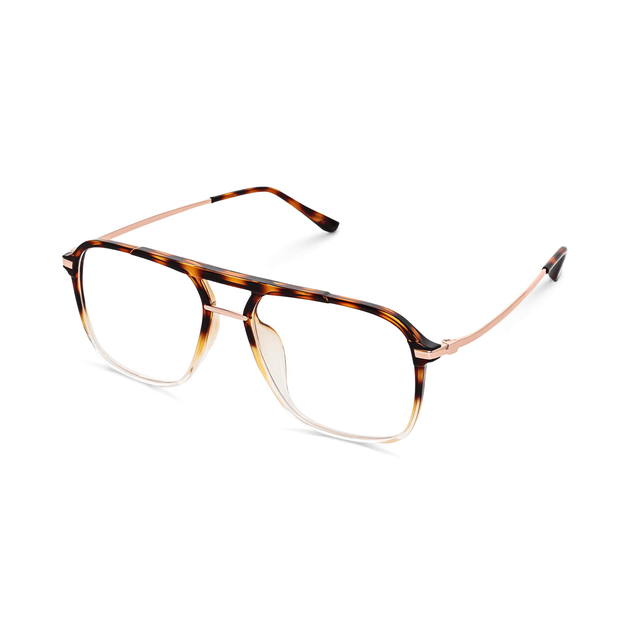 Tortoiseshell-patterned Aviator Double-bridge Eyeglasses