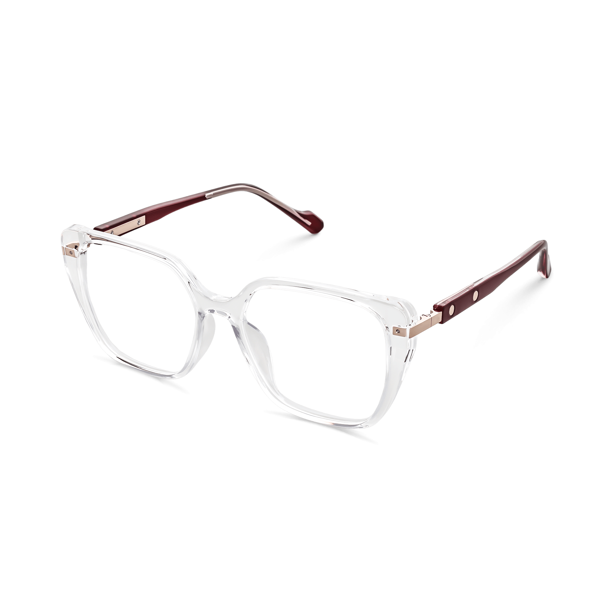 Metallic-Accented Rounded Square Eyeglasses