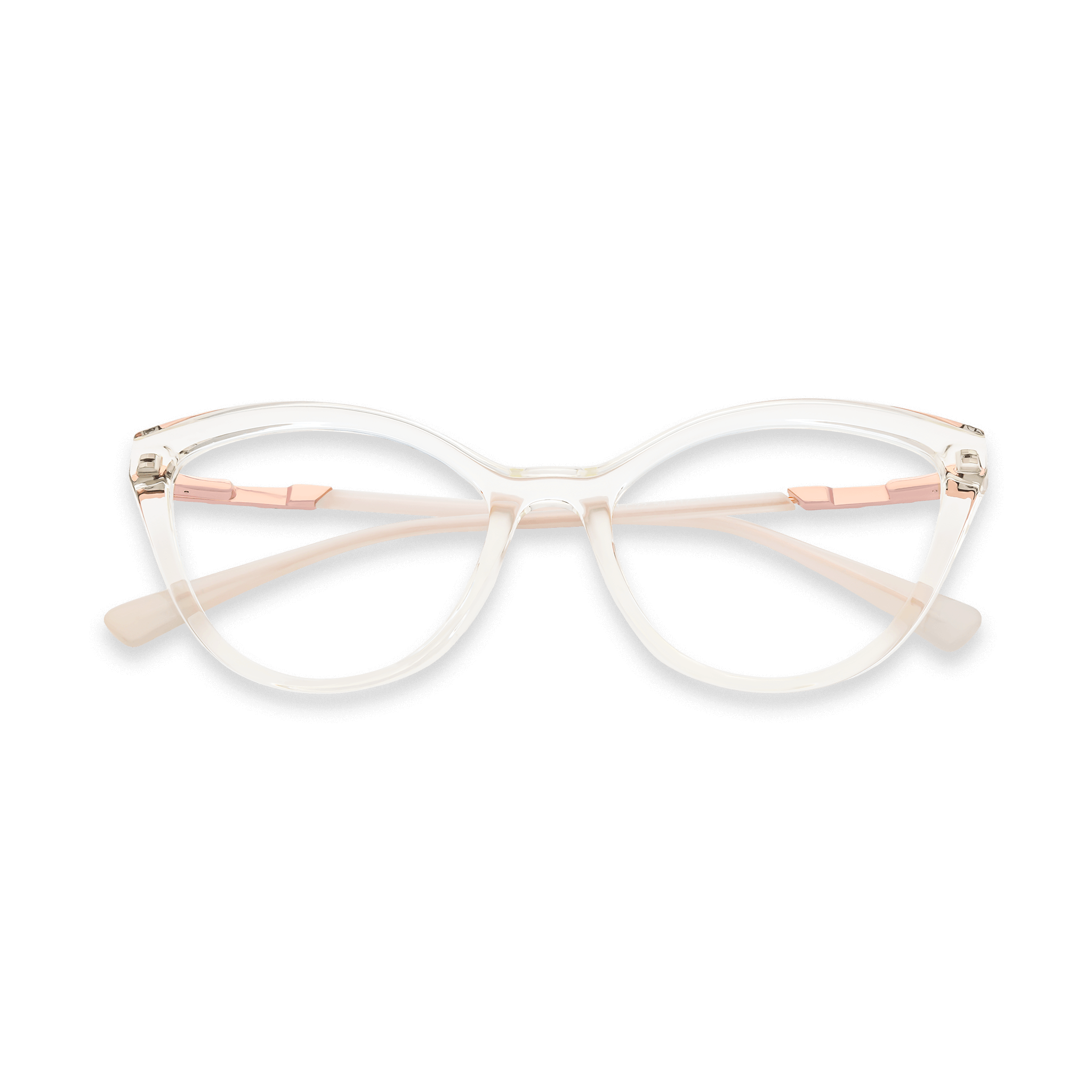 Striped-accents Clear Cat-eye Eyeglasses